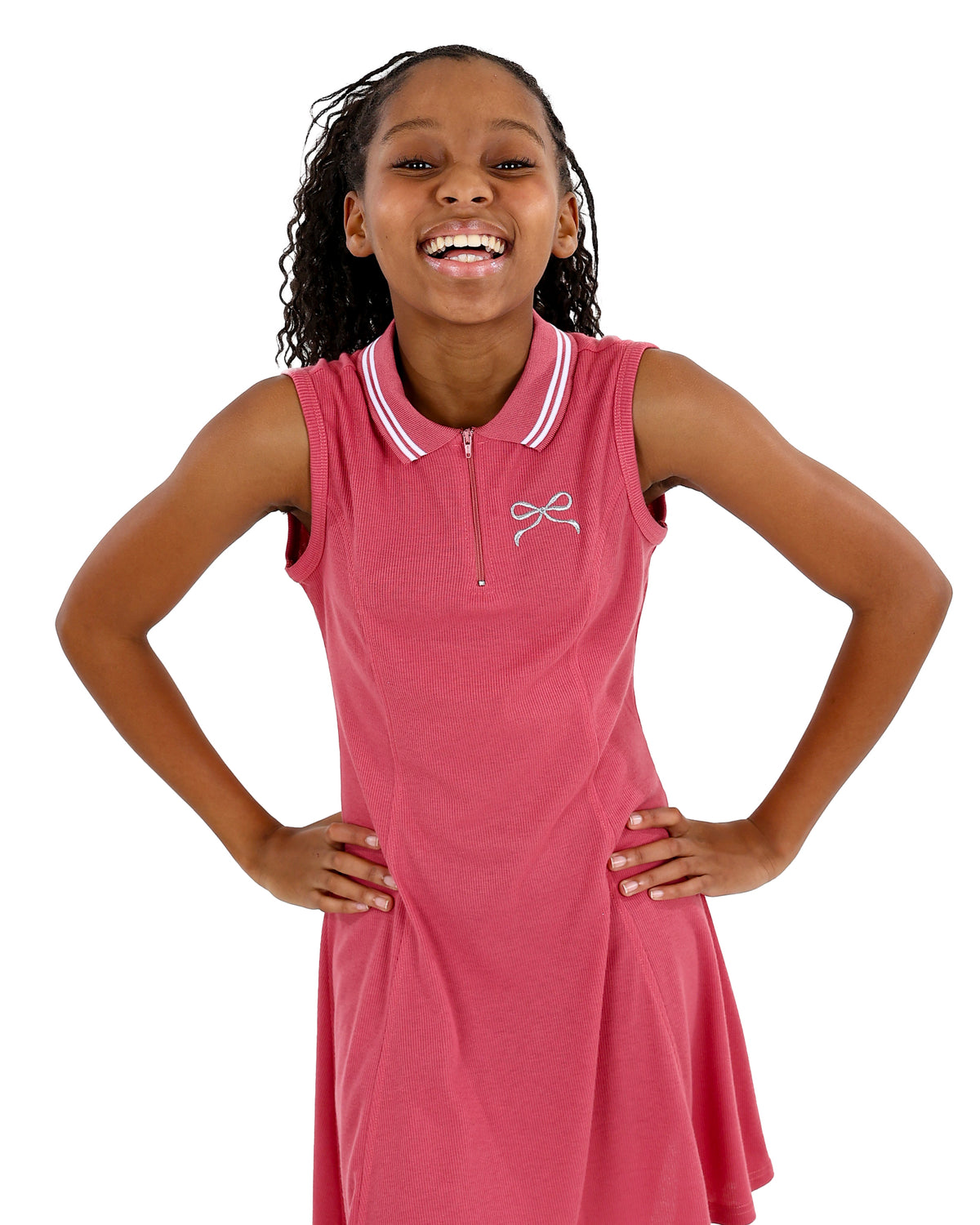 Sleeveless Coral Zip Up Polo Tennis Dress