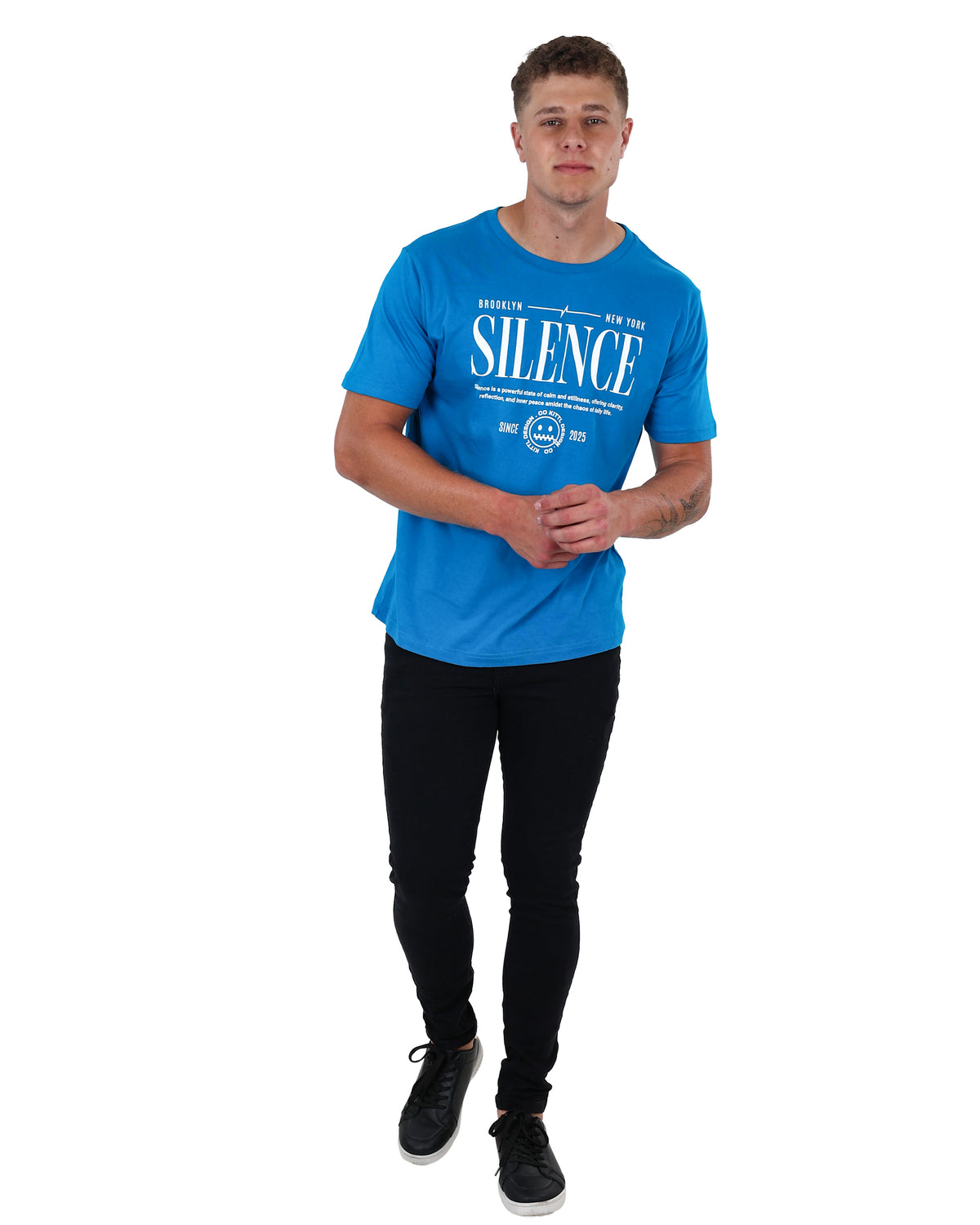 Short Sleeve "Silence" Graphic Print T-Shirt