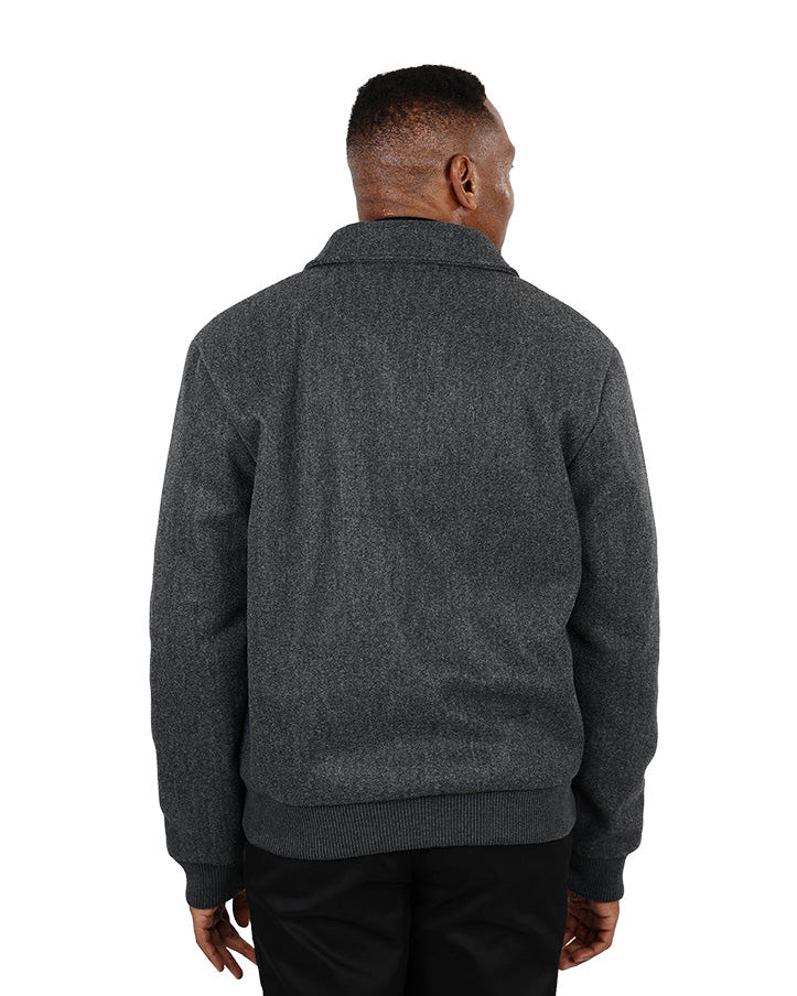 Grey Mélange Melton Harrington Zip Up Jacket