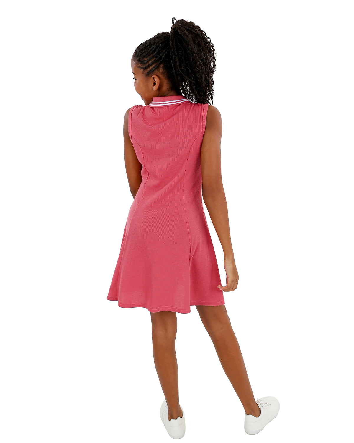 Sleeveless Coral Zip Up Polo Tennis Dress