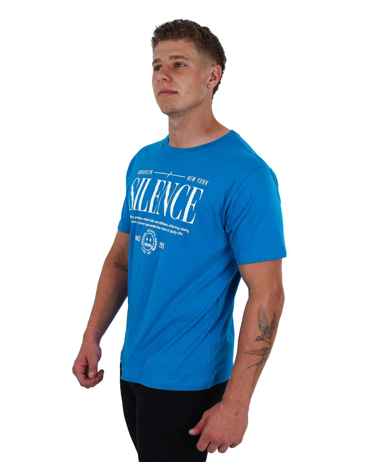 Short Sleeve "Silence" Graphic Print T-Shirt