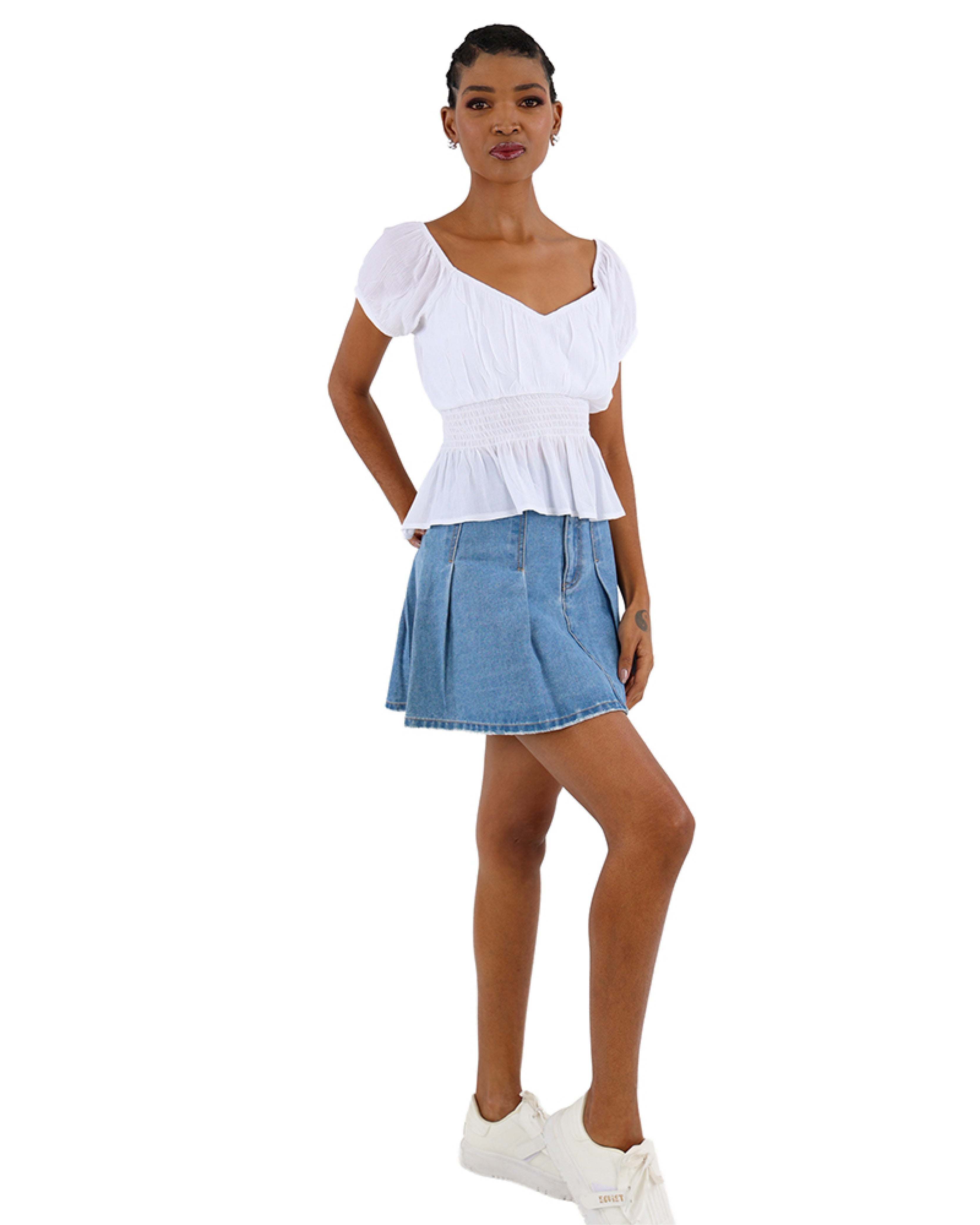 Short Sleeve Peplum Crop Top