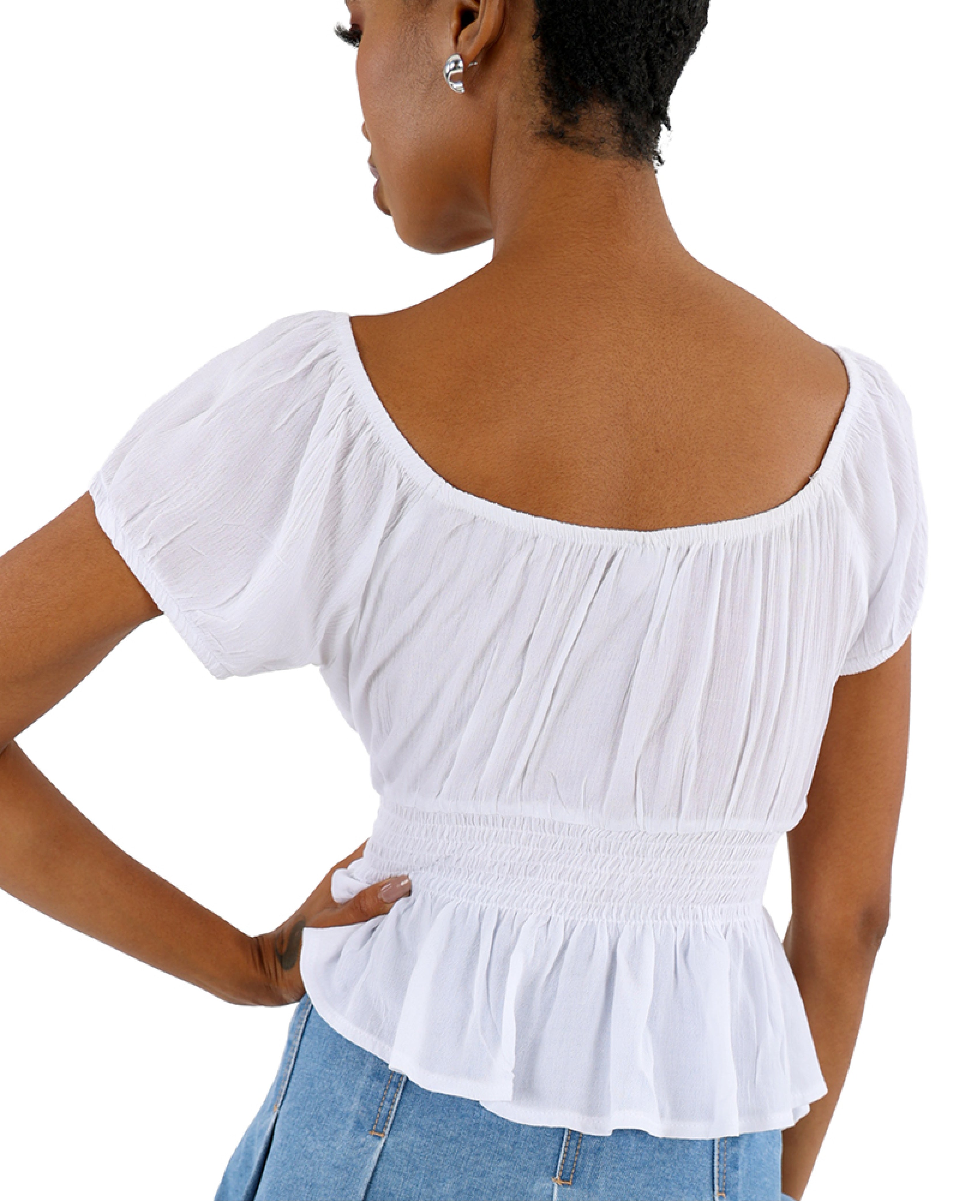 Short Sleeve Peplum Crop Top