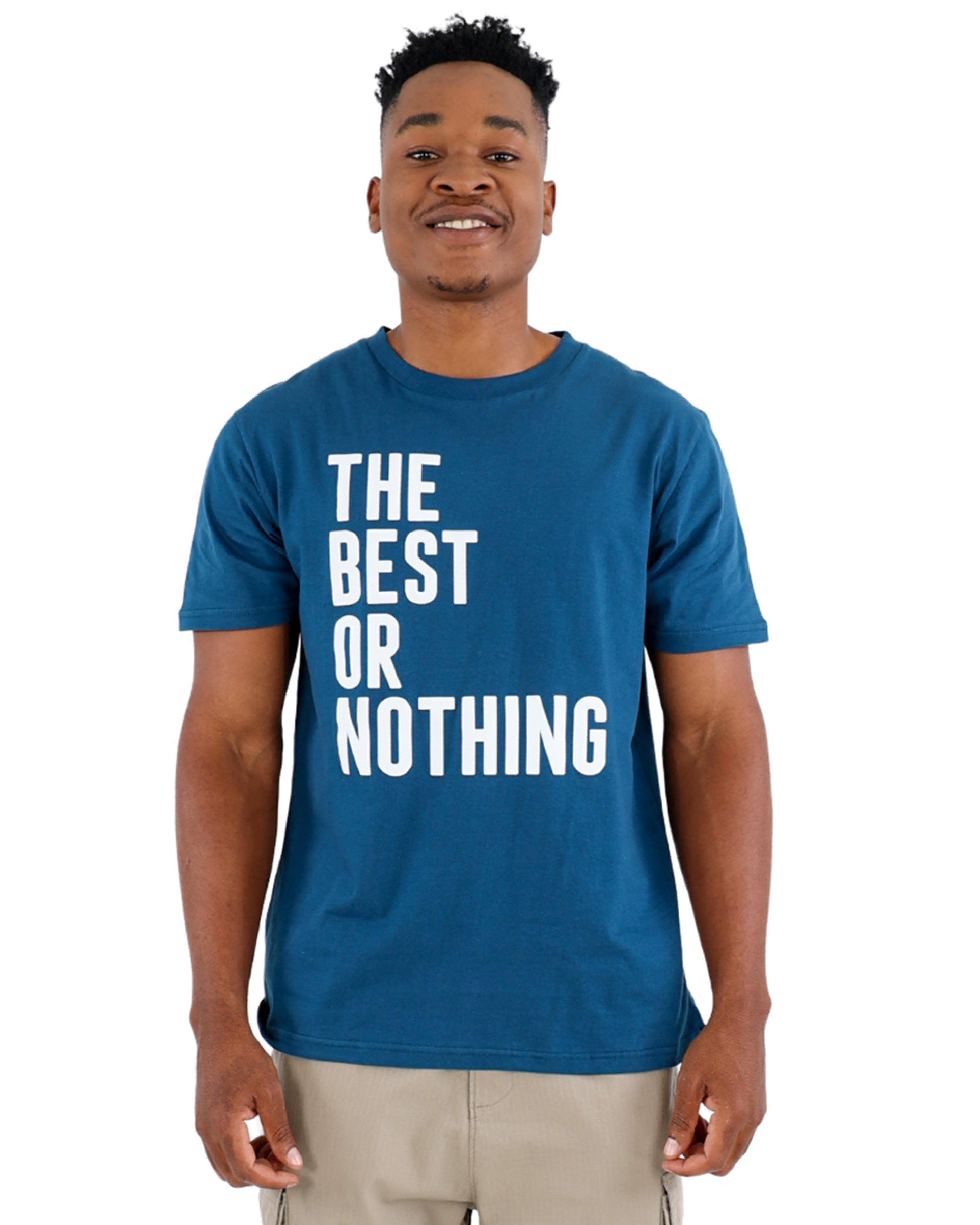 Short Sleeve Navy "The Best" Slogan T-Shirts