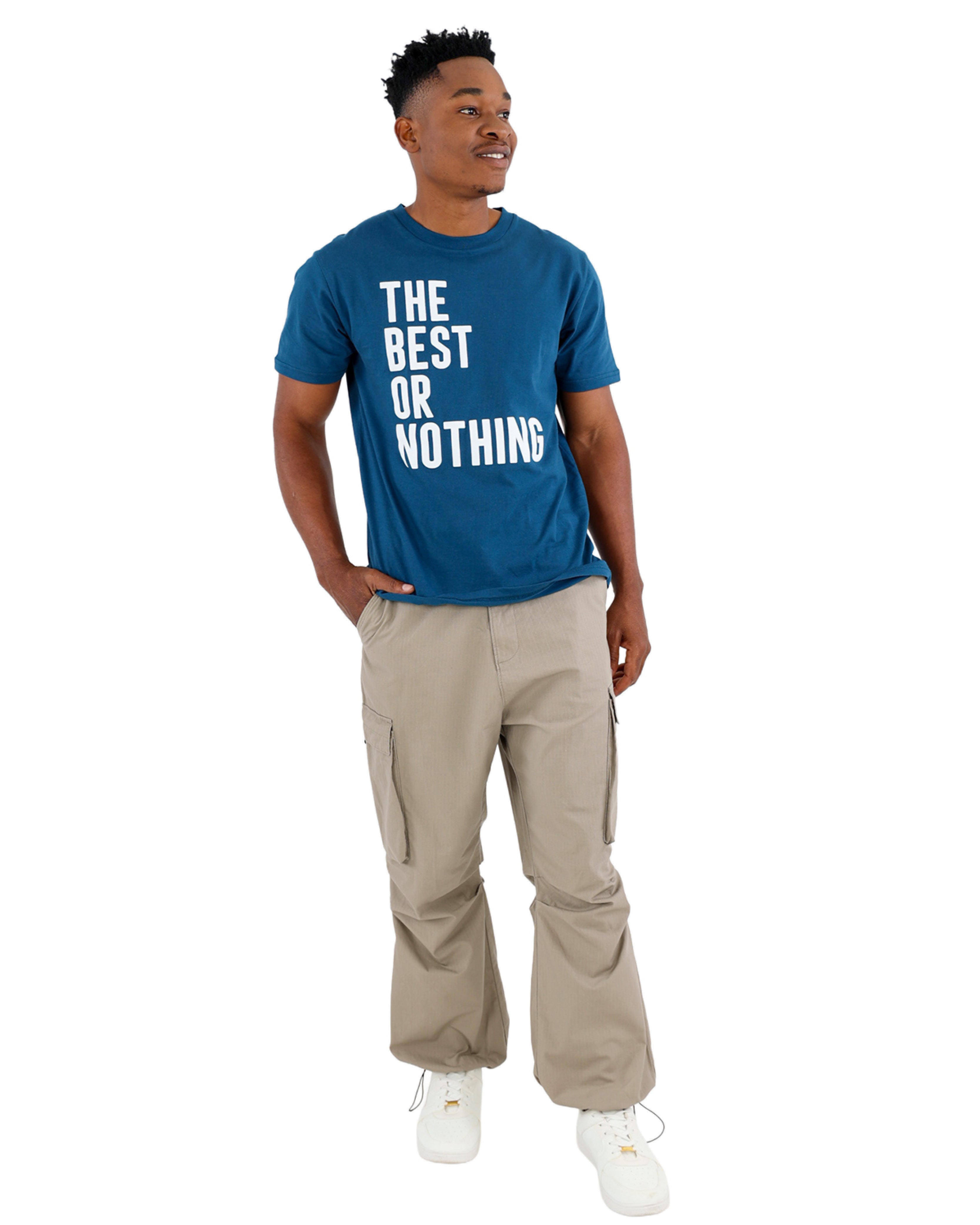 Short Sleeve Navy "The Best" Slogan T-Shirts