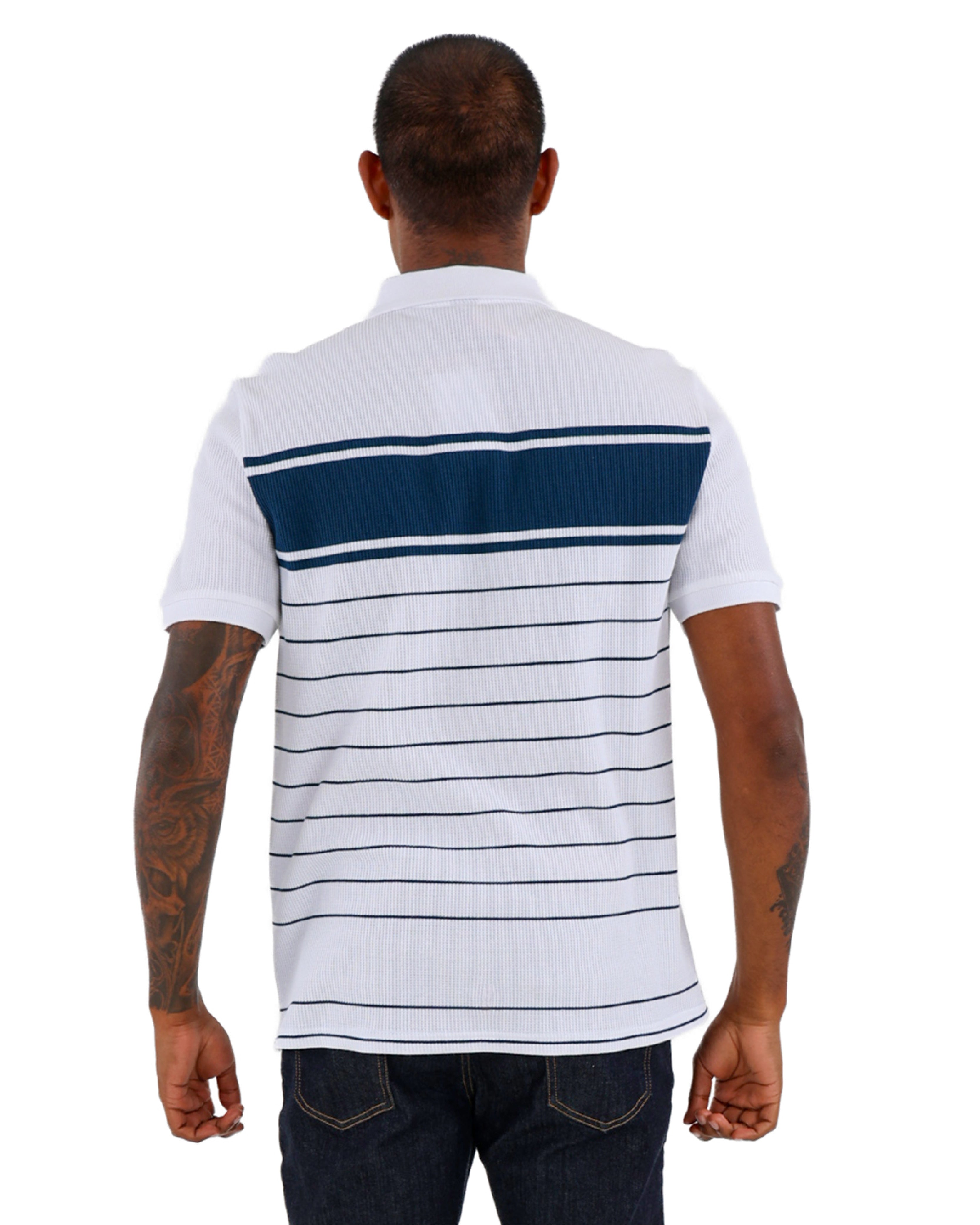 Zip Detail Short Sleeve Stripe Golfer