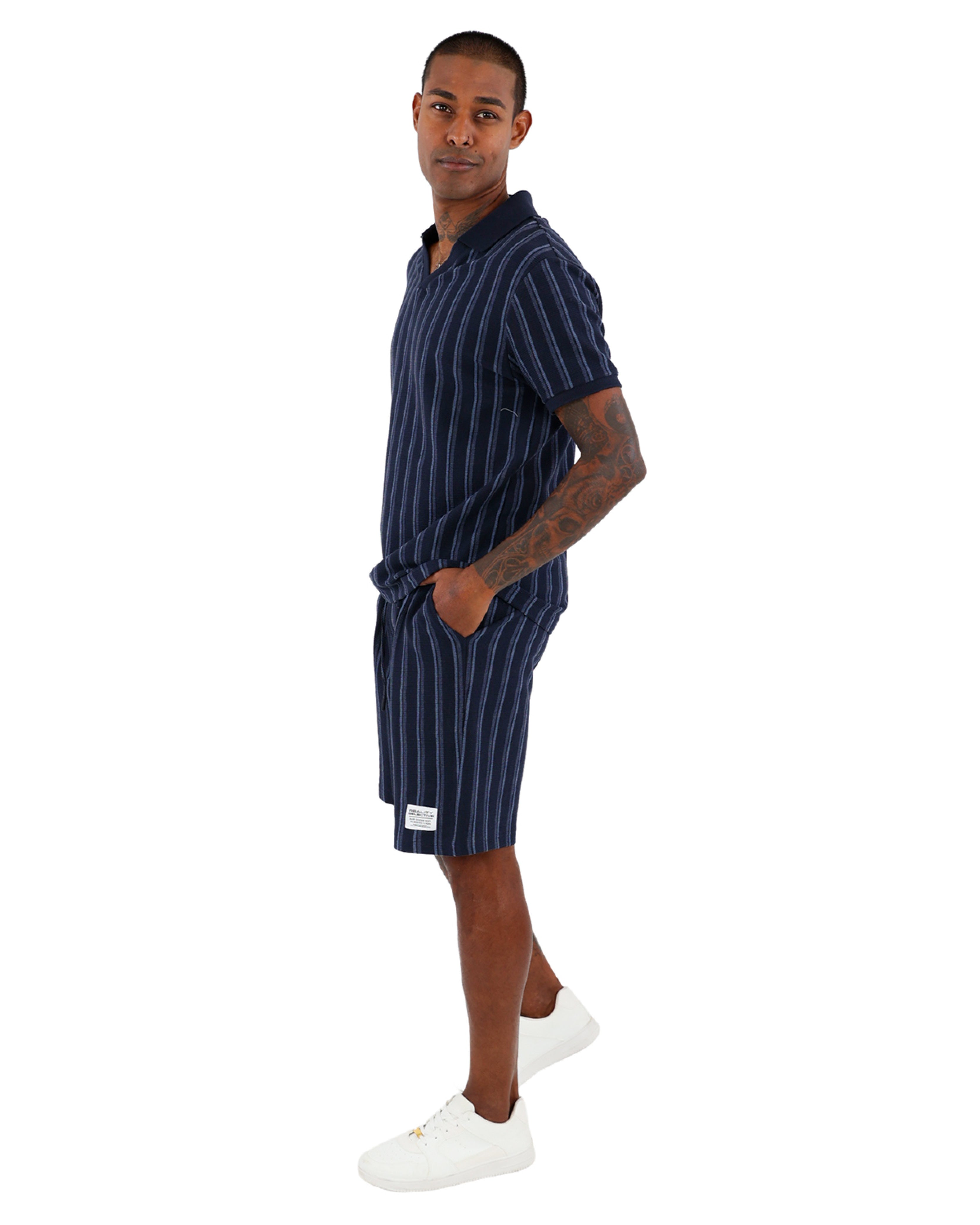 Textured Relaxed Fit Striped Shorts