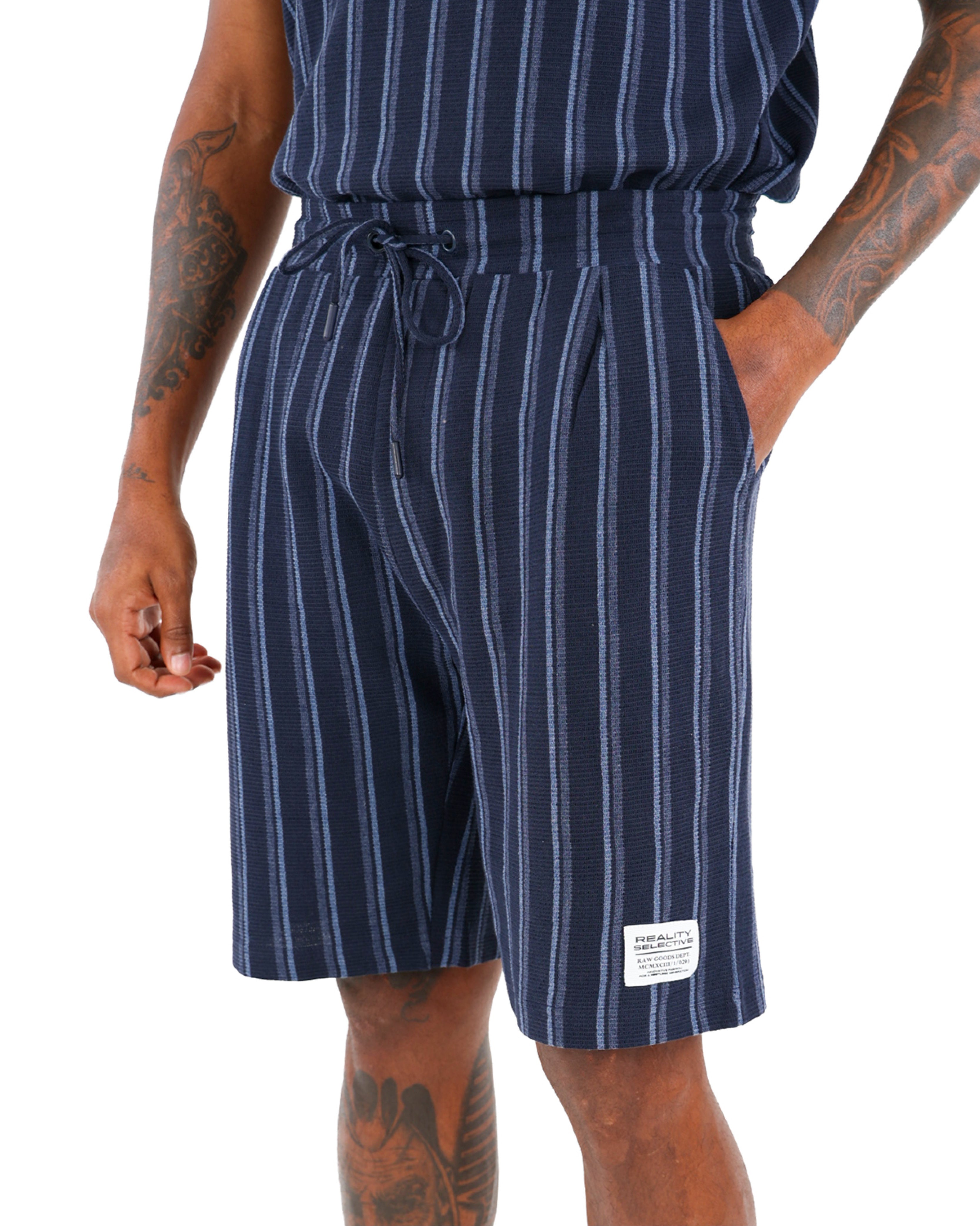 Textured Relaxed Fit Striped Shorts