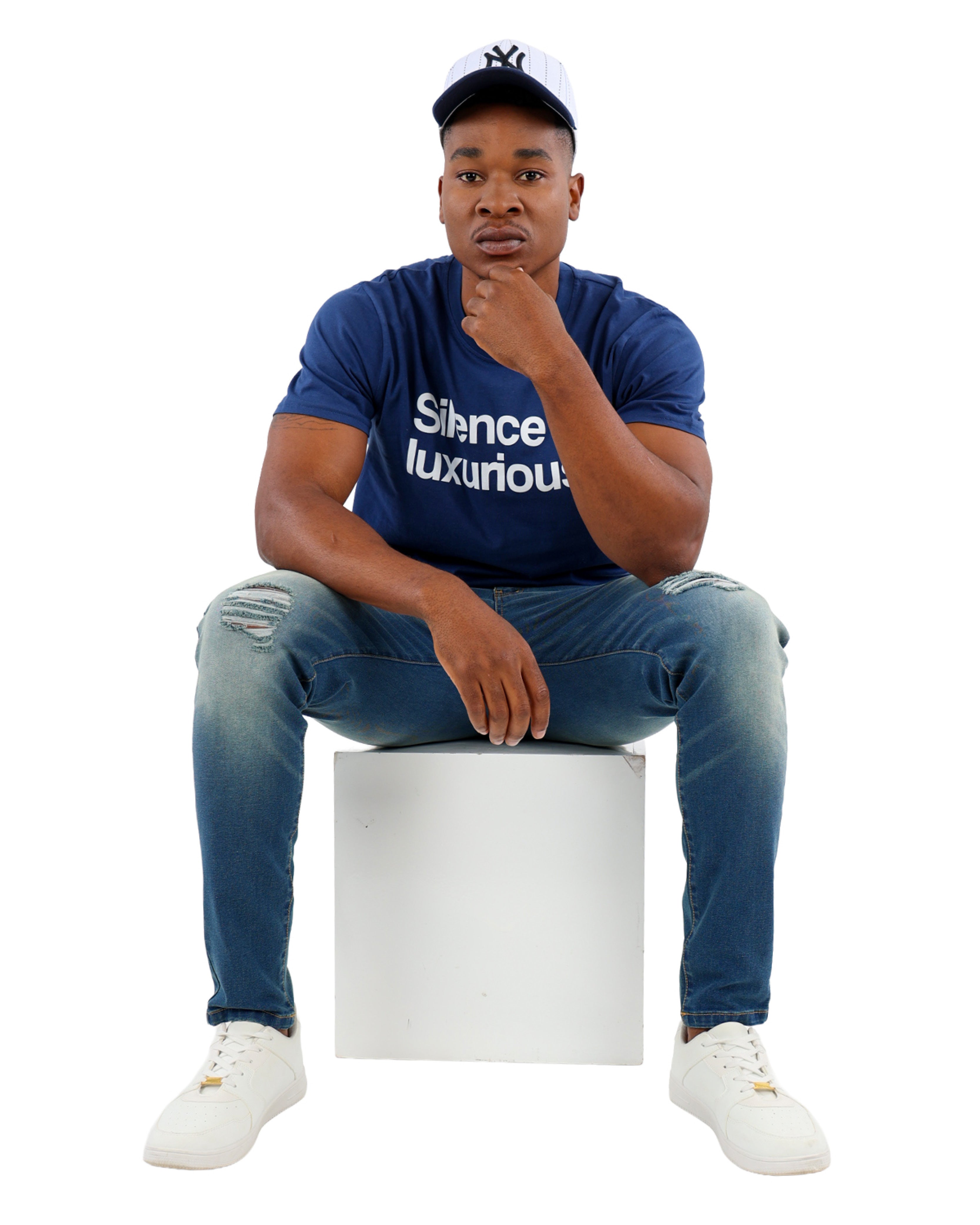 Short Sleeve Teal "Silence" Slogan T-Shirt