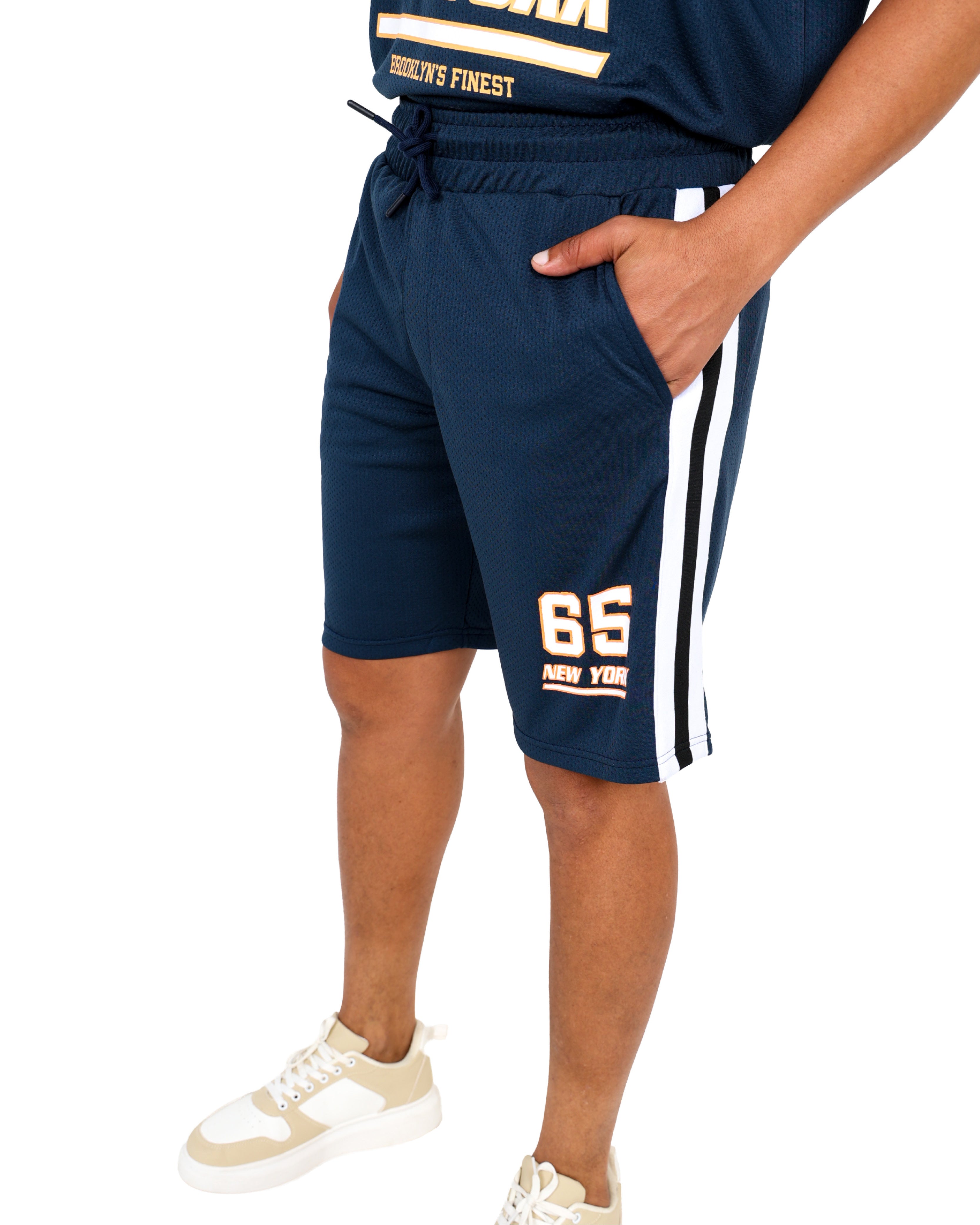 Navy New York Baseball Jogger Shorts