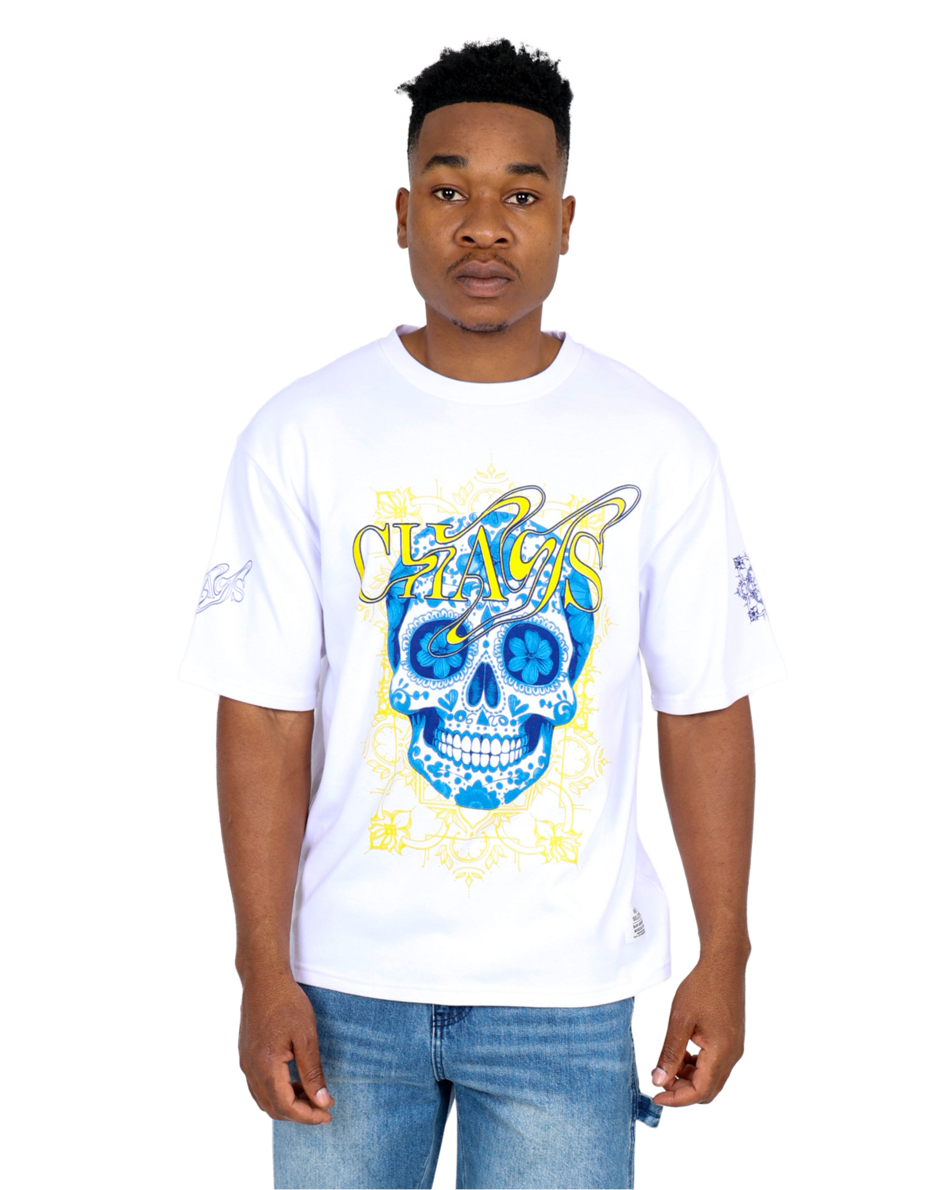 Short Sleeve Chaos Skull Graphic T-Shirt