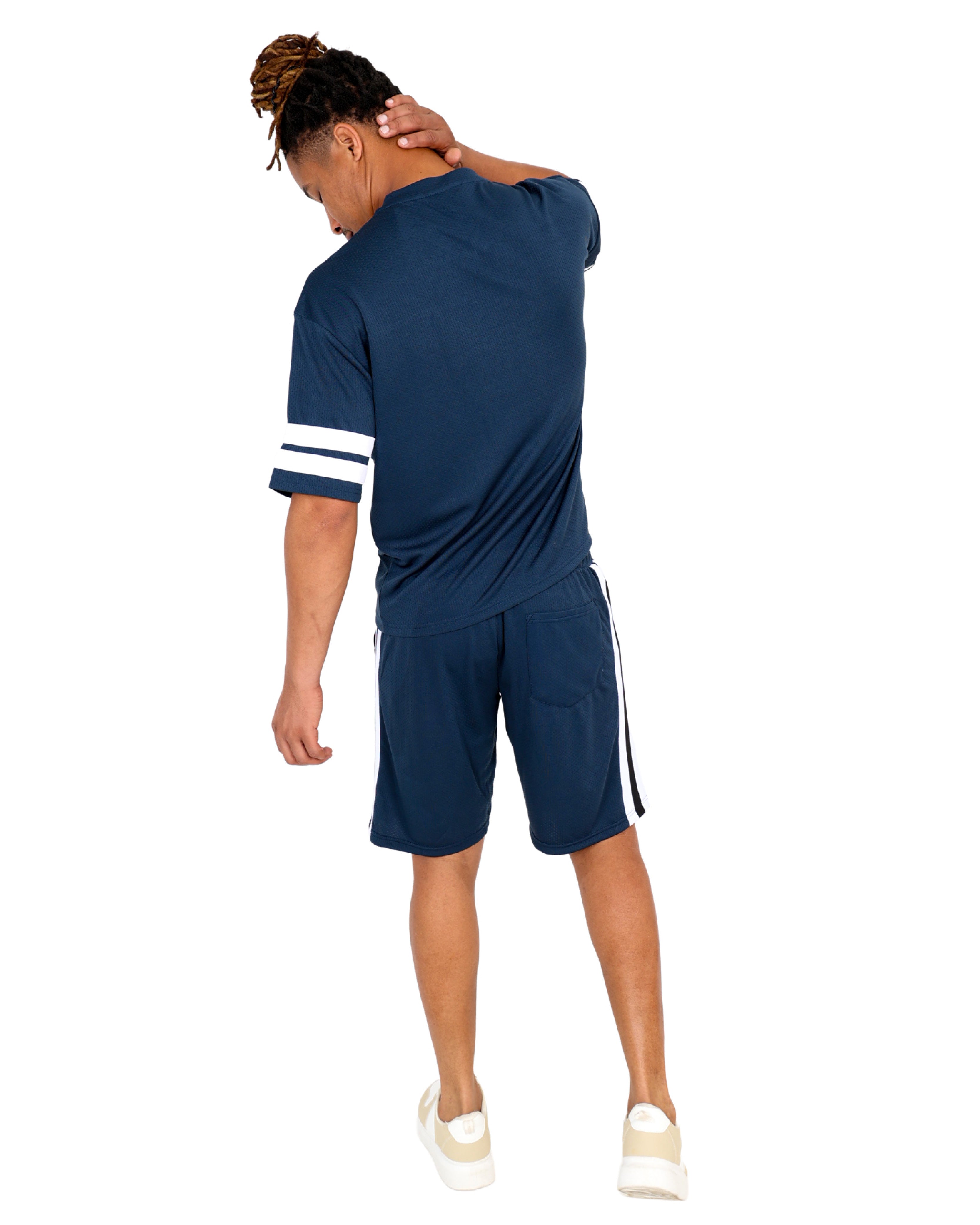 Navy New York Baseball Jogger Shorts