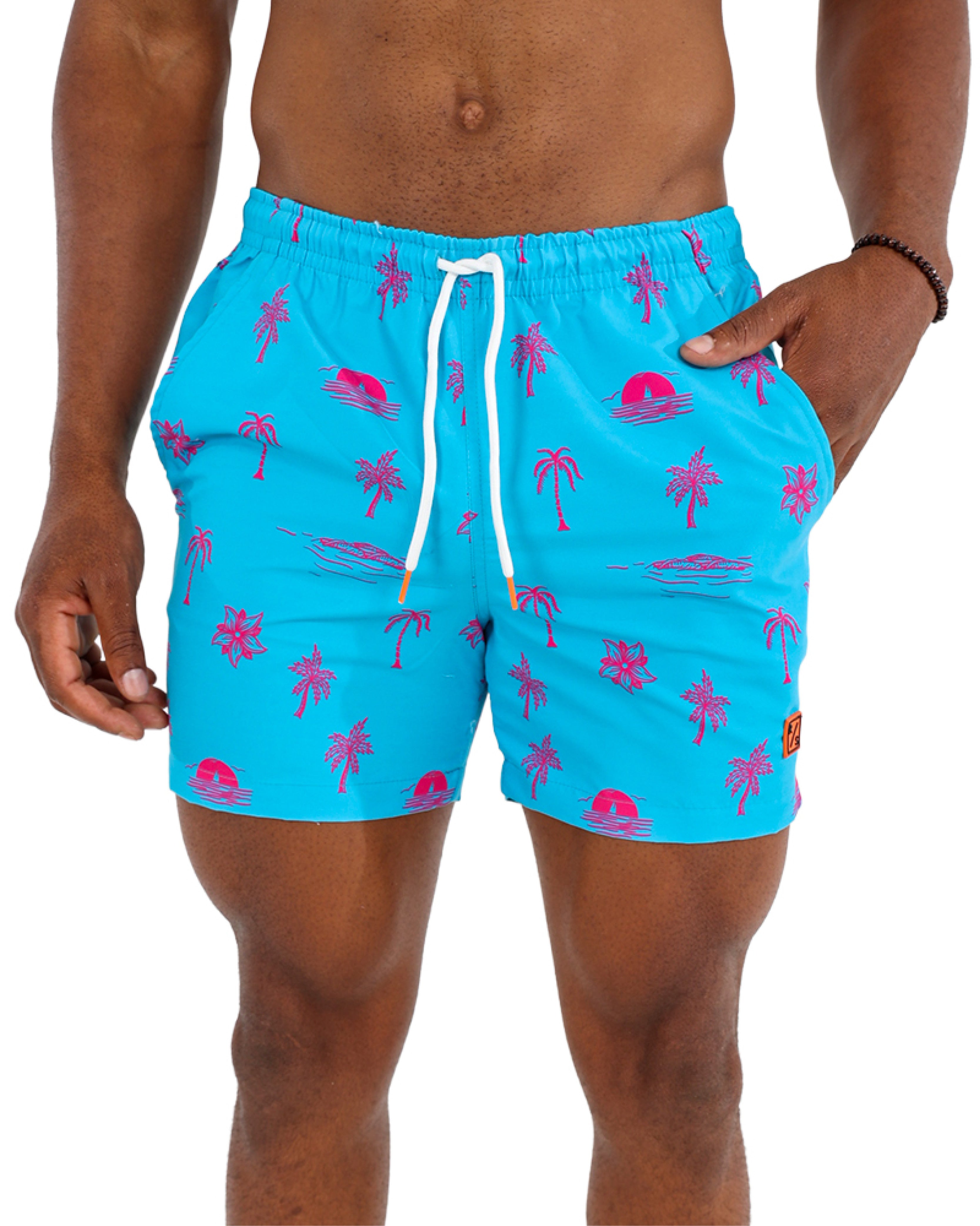 Beach Palm Print Swim Shorts