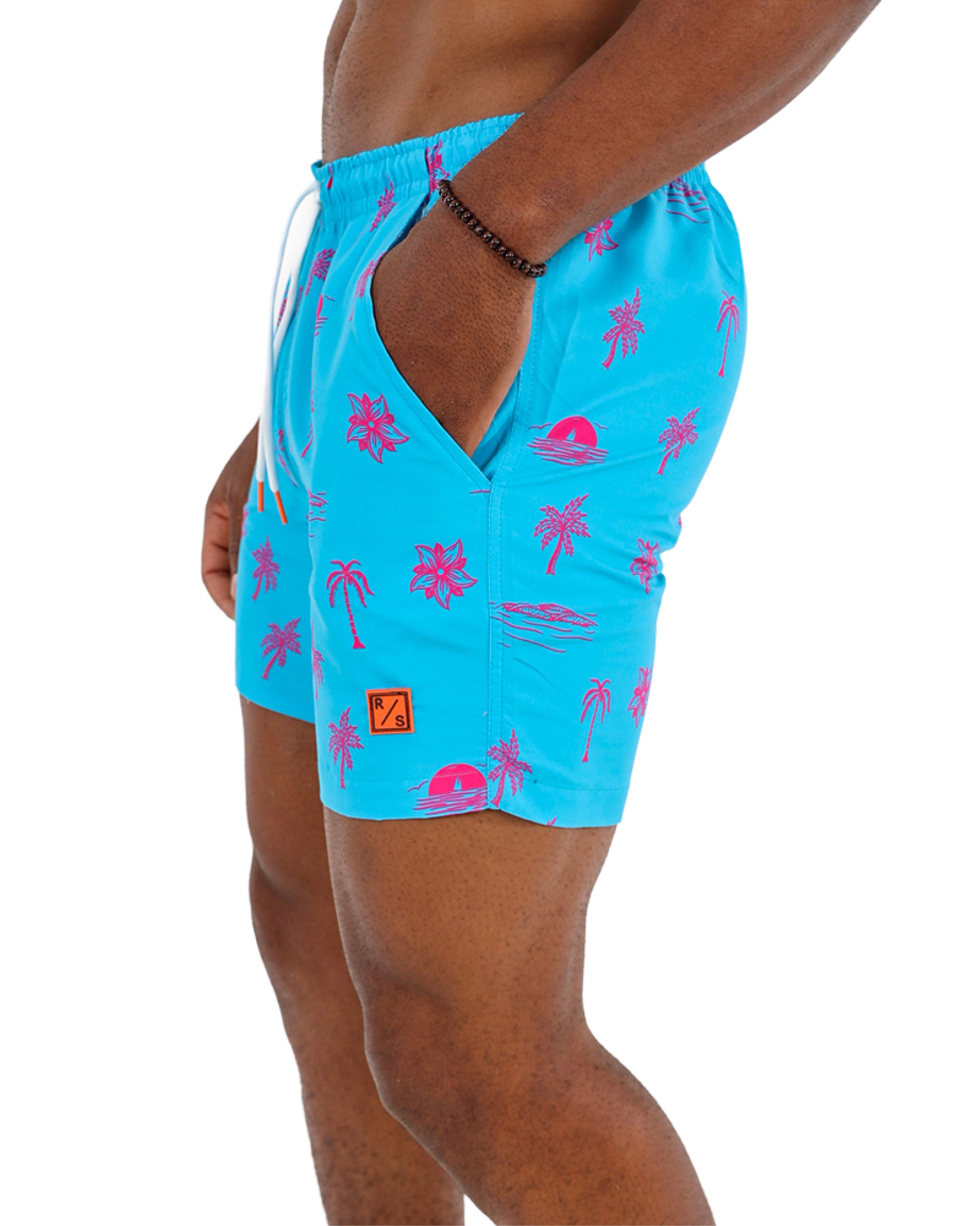 Beach Palm Print Swim Shorts