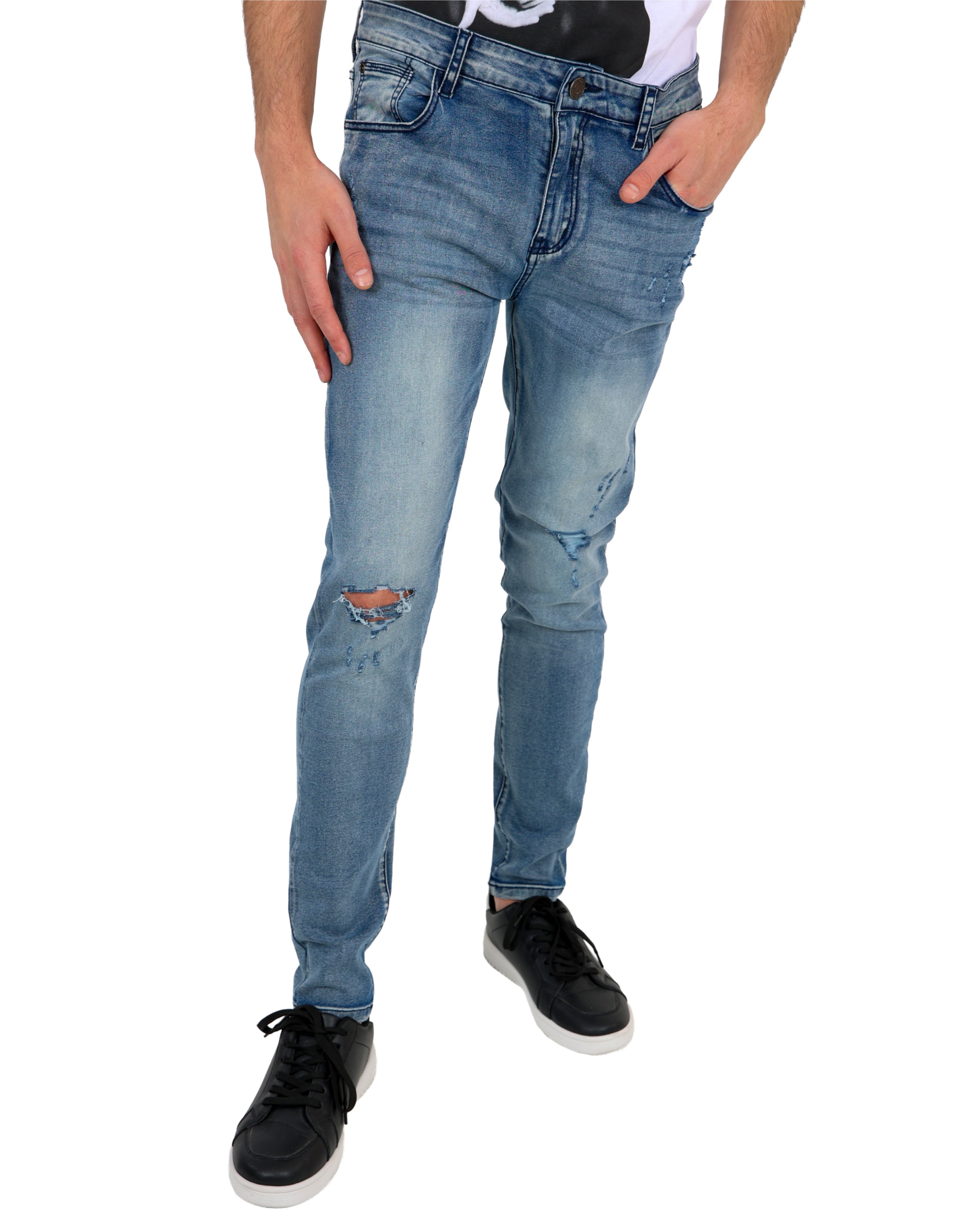 Light Indigo Rip & Repair Skinny Jeans