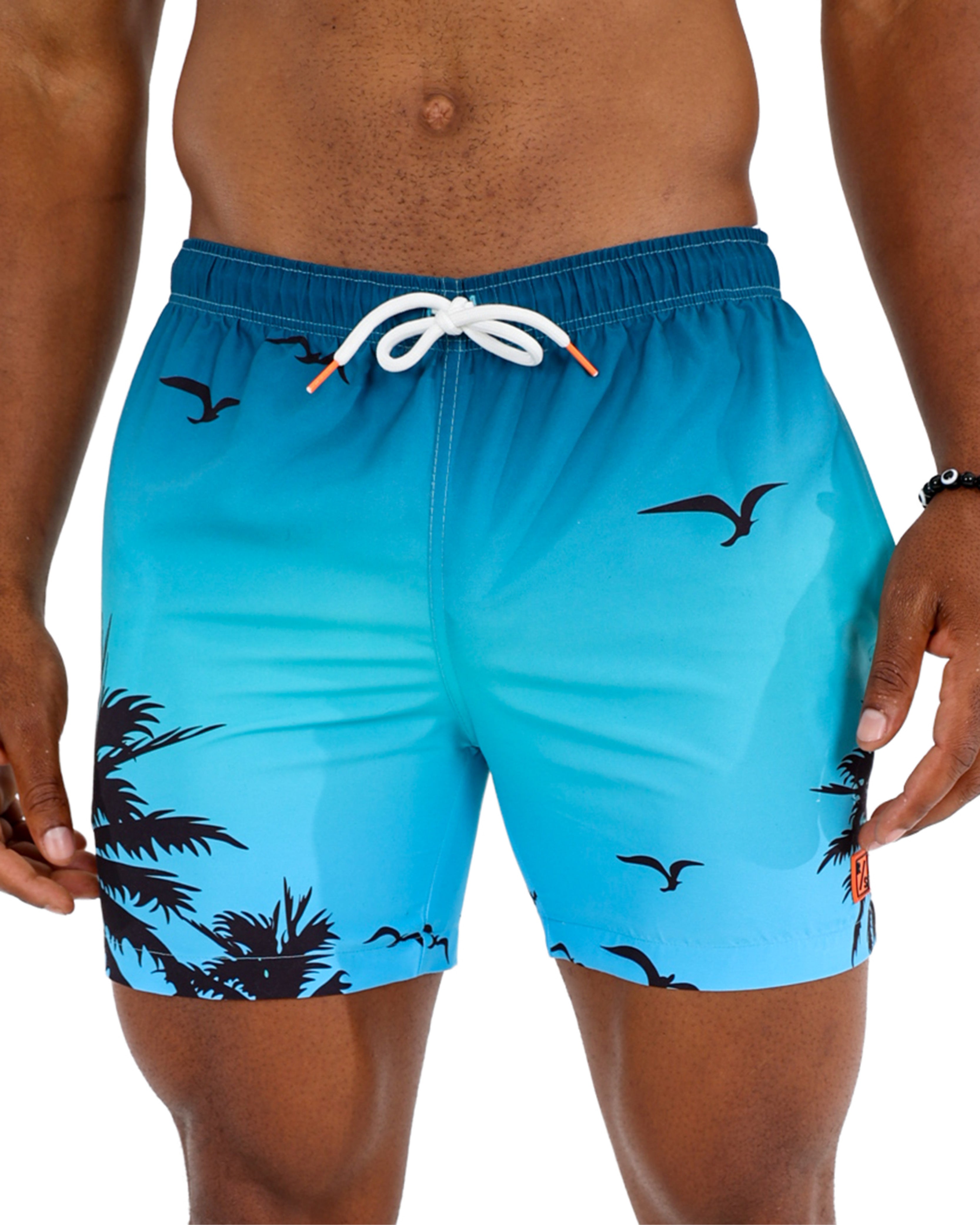 Ombre Palm Print Swim Shorts
