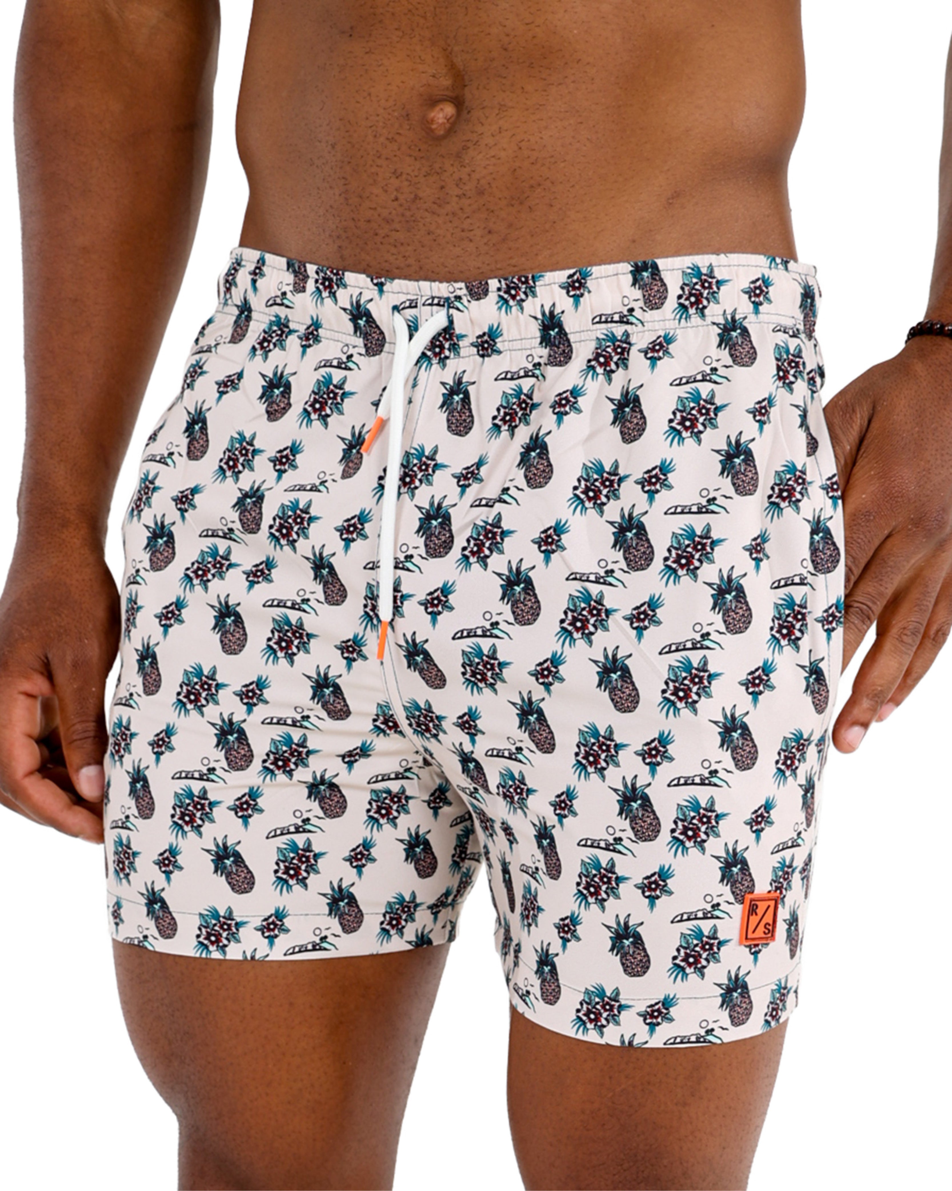 Pineapple Floral Print Swim Shorts