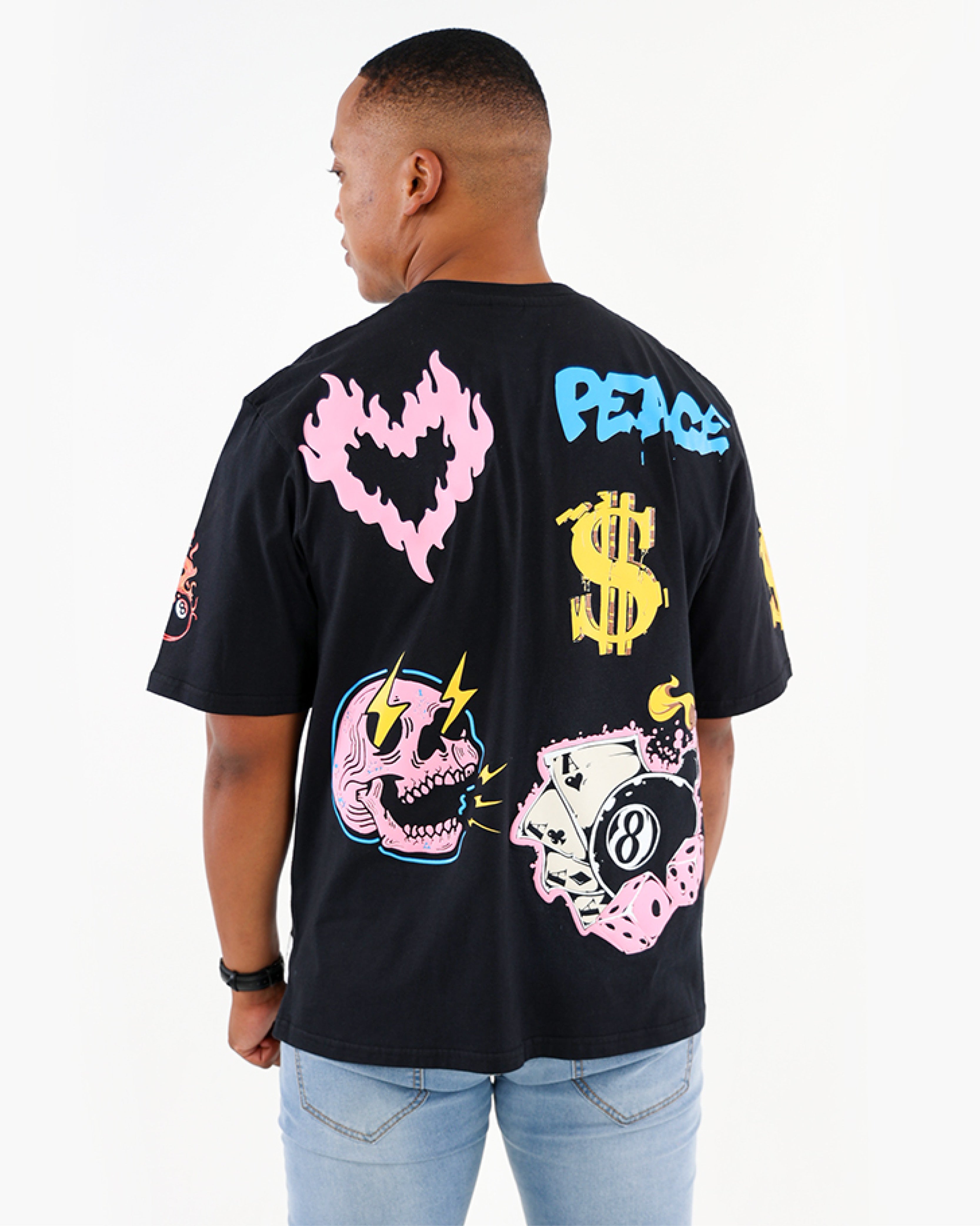 Black Short Sleeve Gangsta Stamp T-Shirt