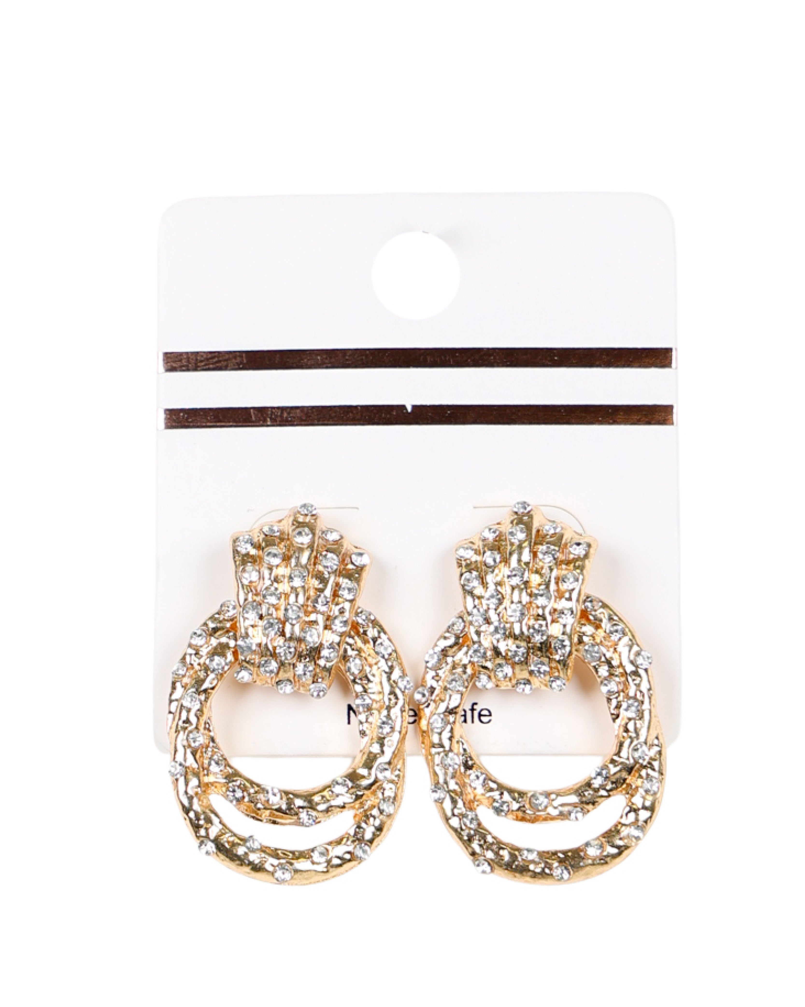 Gold Diamante Doorknocker Earrings