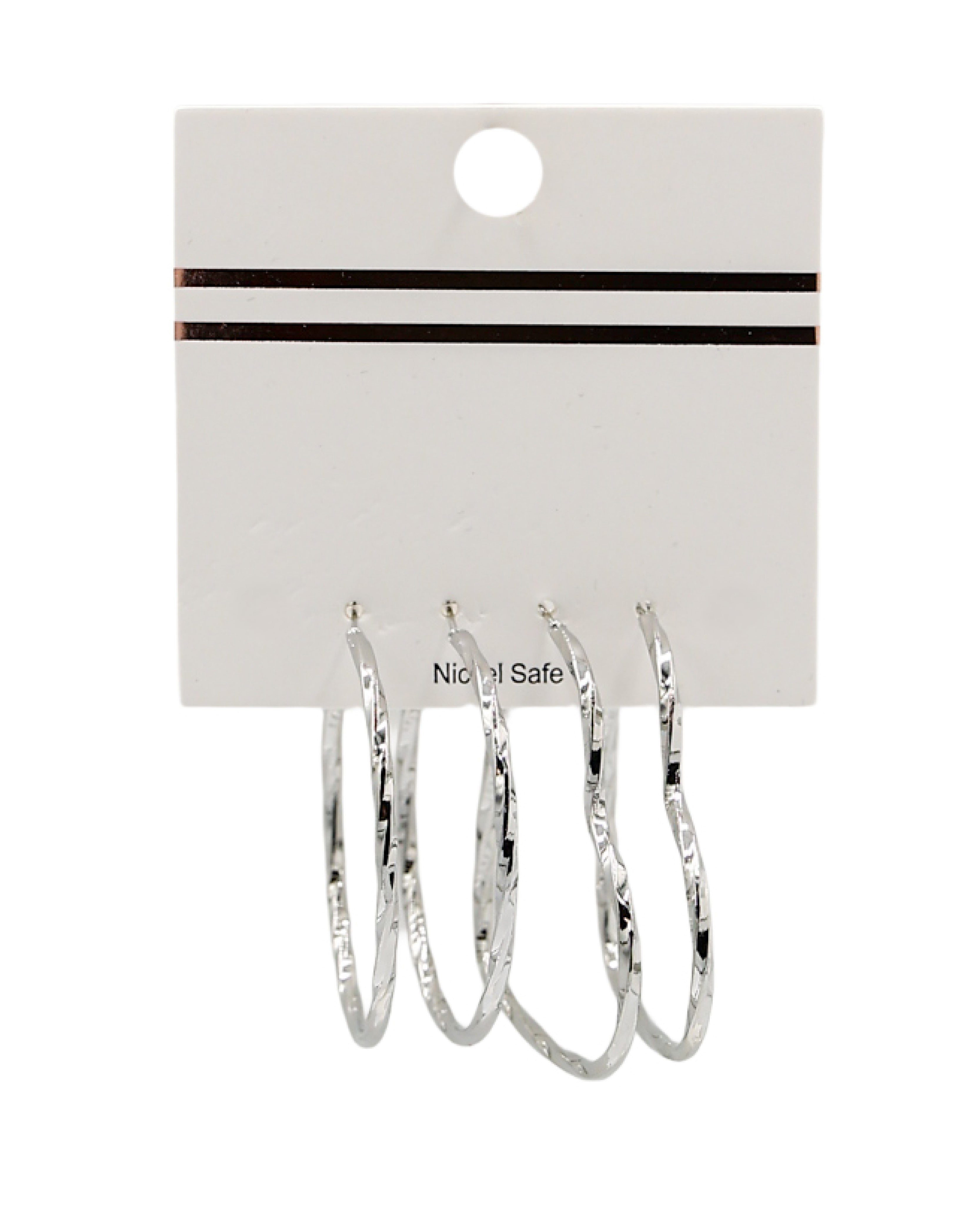 Twisted 2 Pack Silver Round & Heart Hoop Earrings
