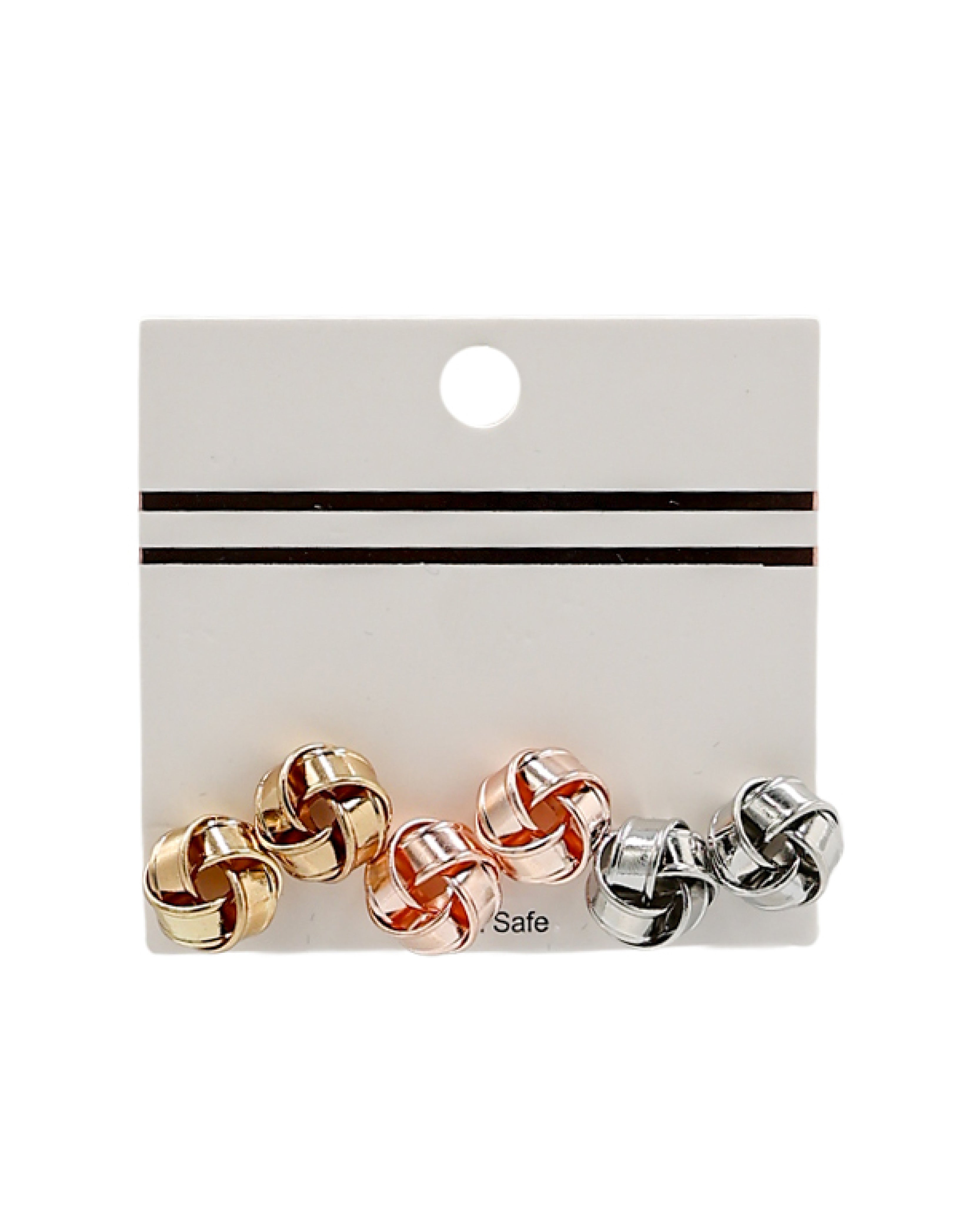 Multi Colour 3 Pack Knot Stud Earrings