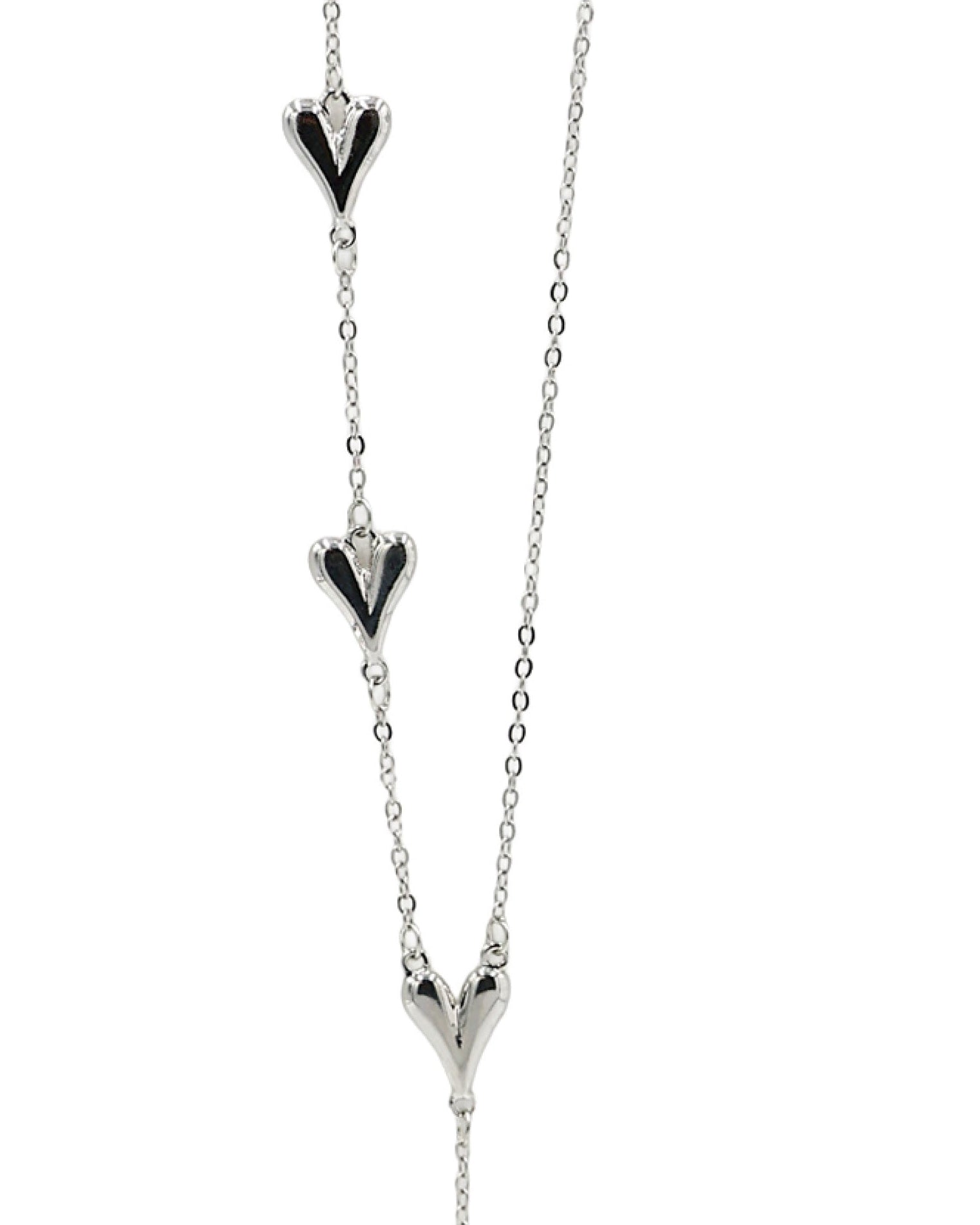 Silver Heart Drop Necklace