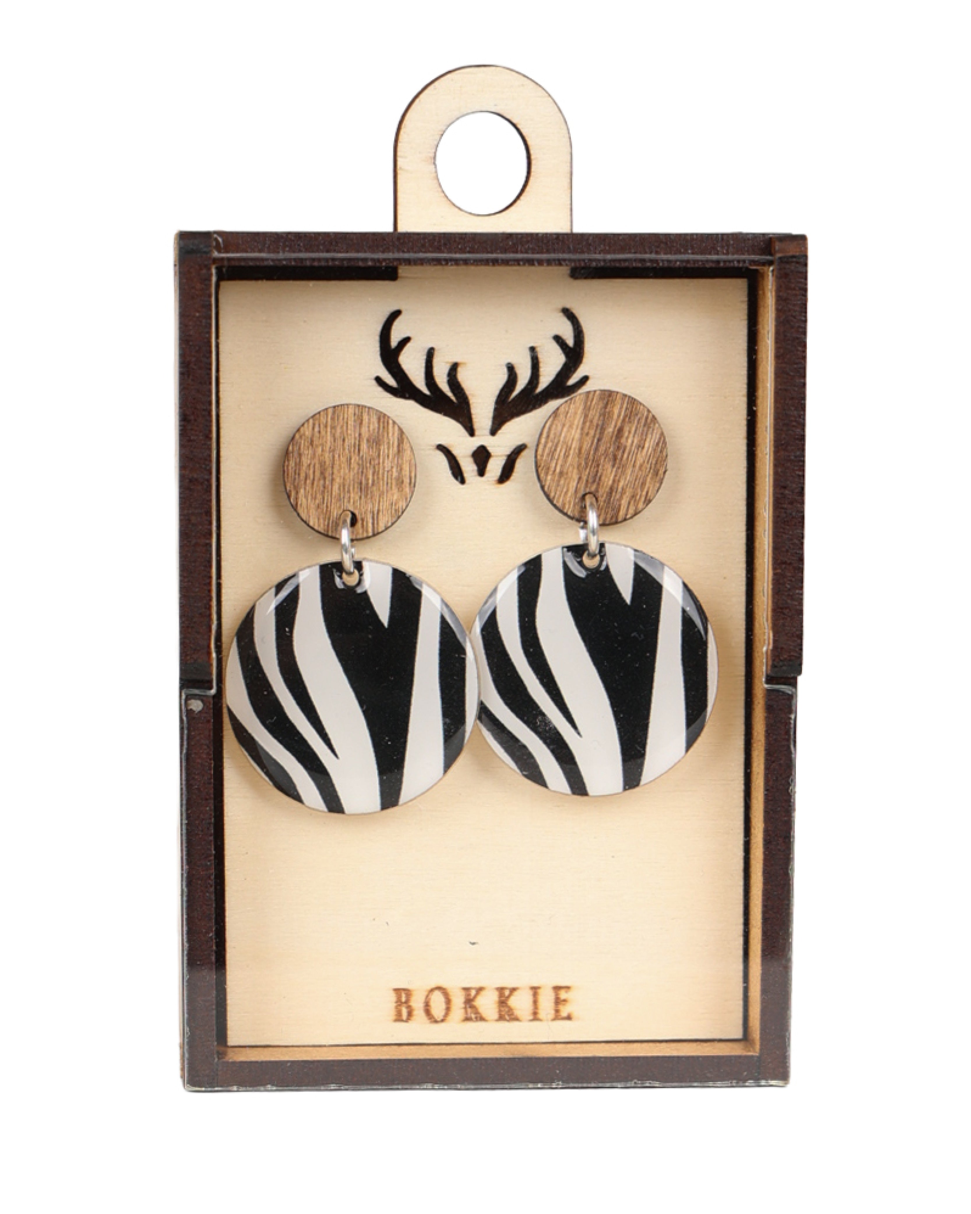 Zebra Circle Drop Earrings