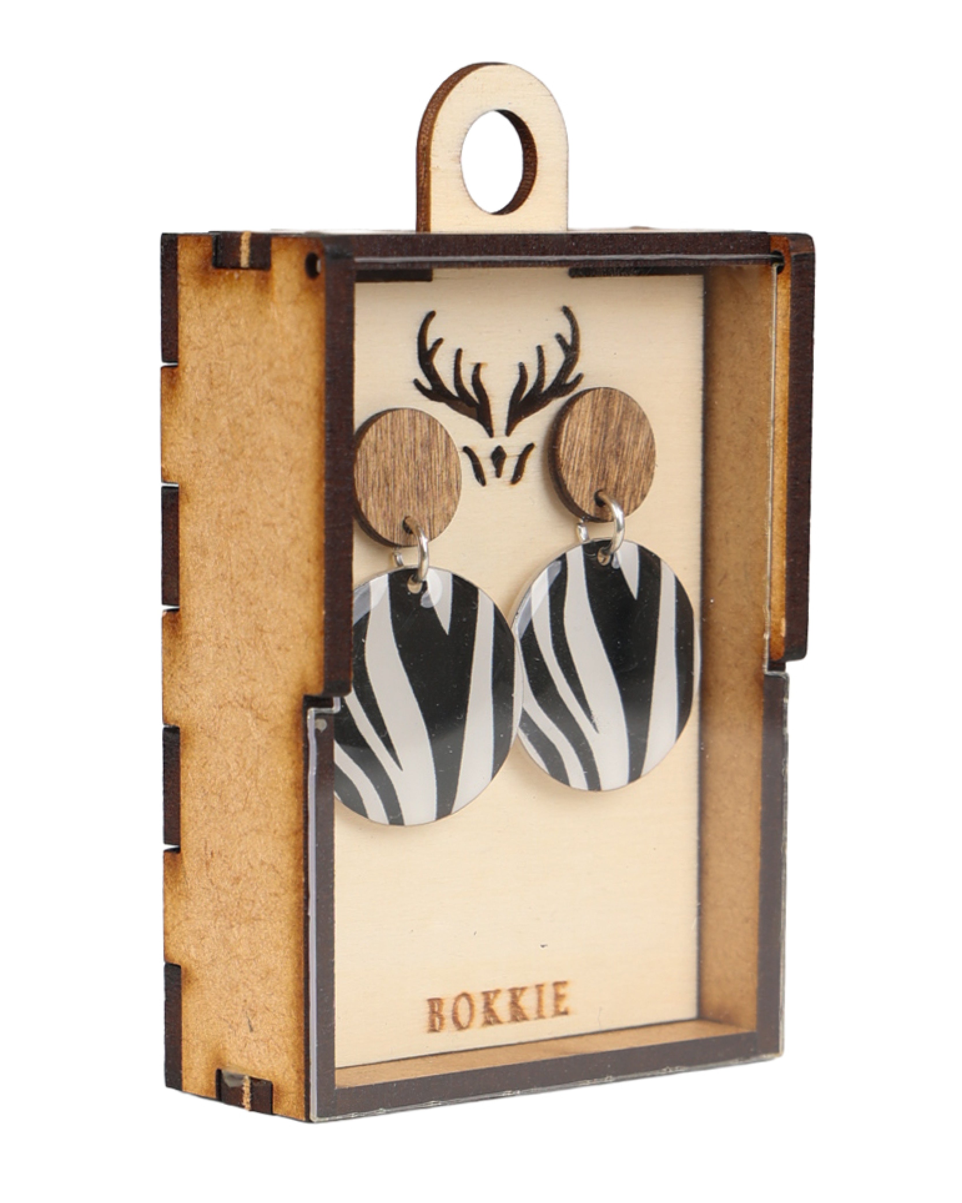 Zebra Circle Drop Earrings
