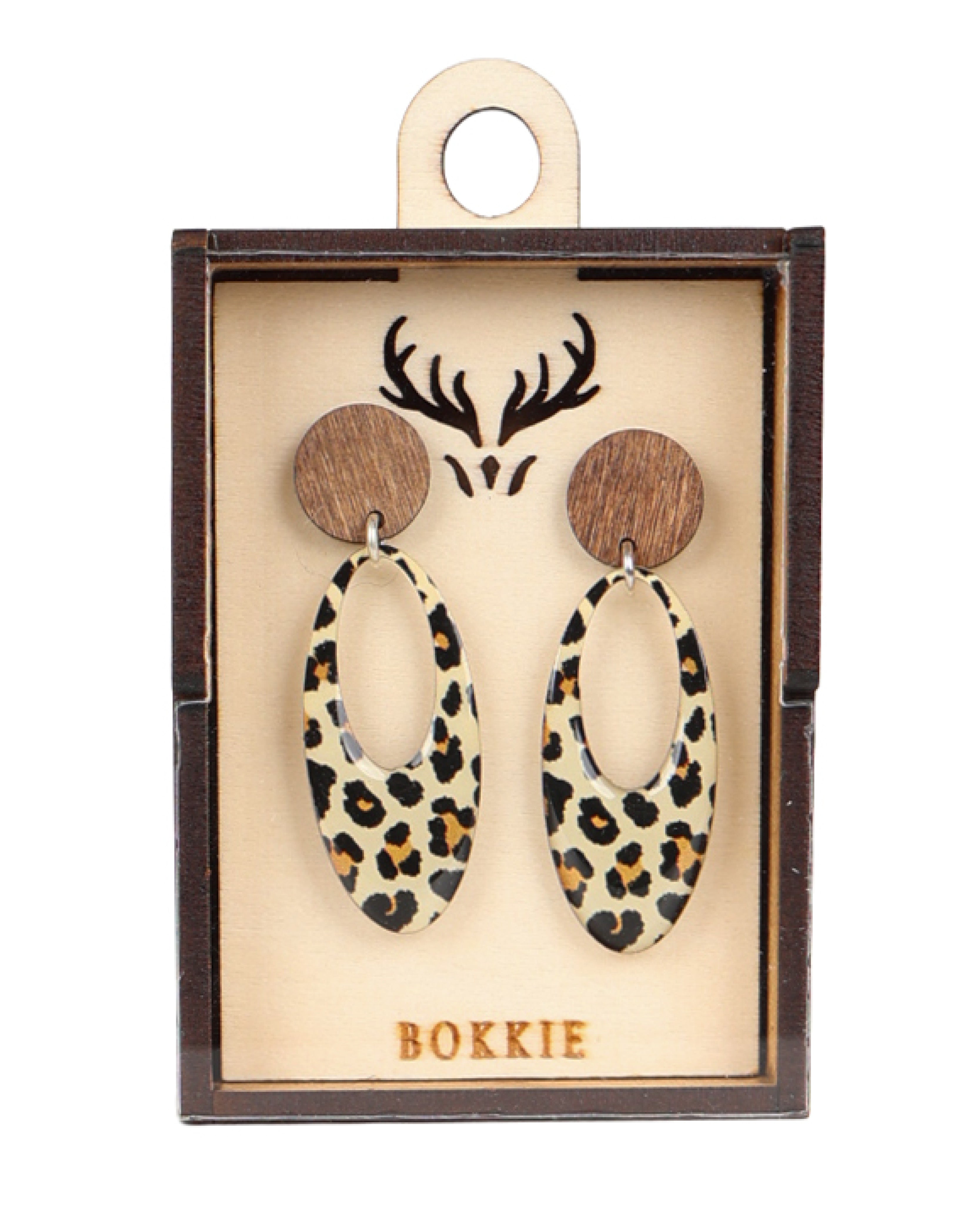 Leopard Oval Hoop Drop Earrings