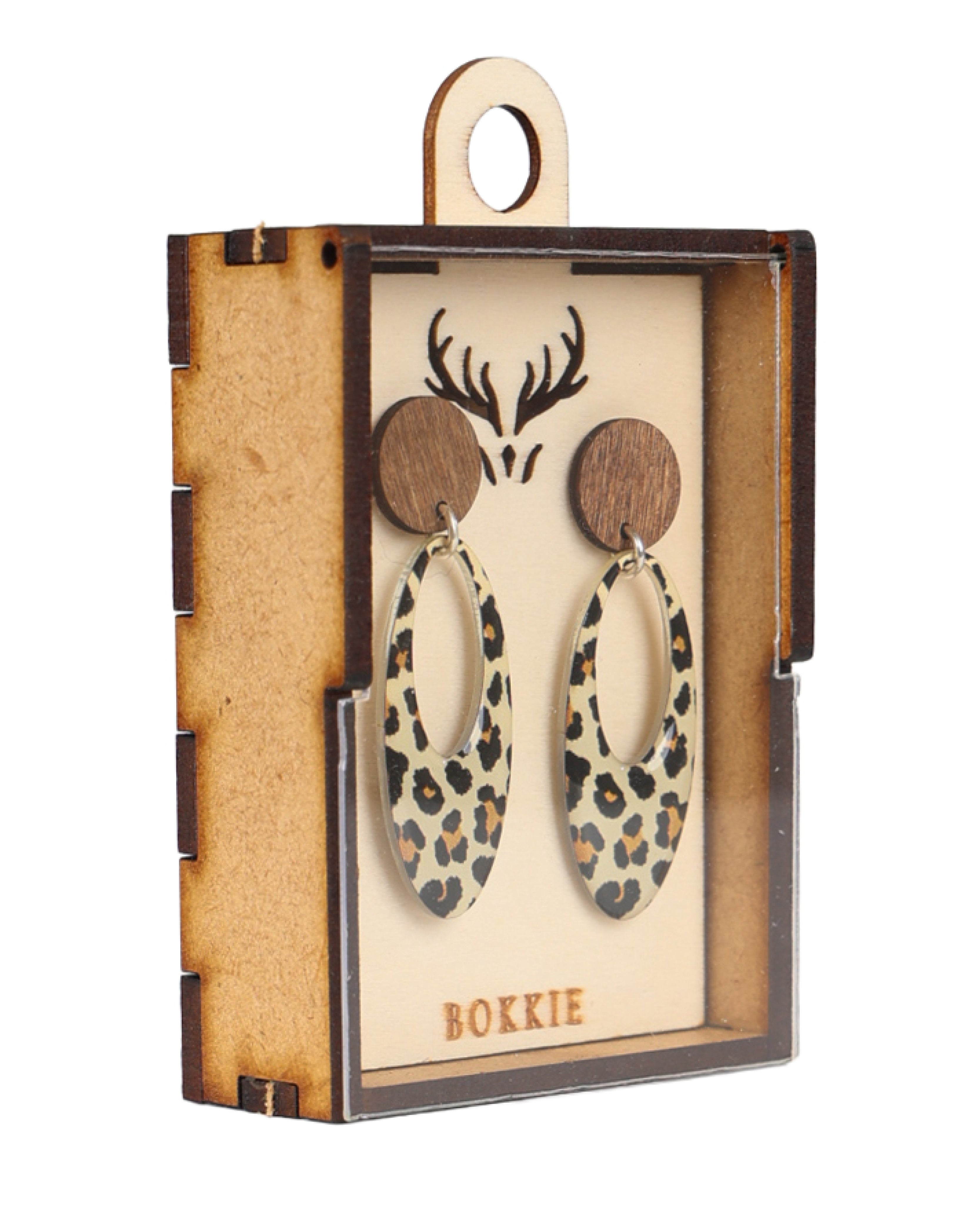 Leopard Oval Hoop Drop Earrings