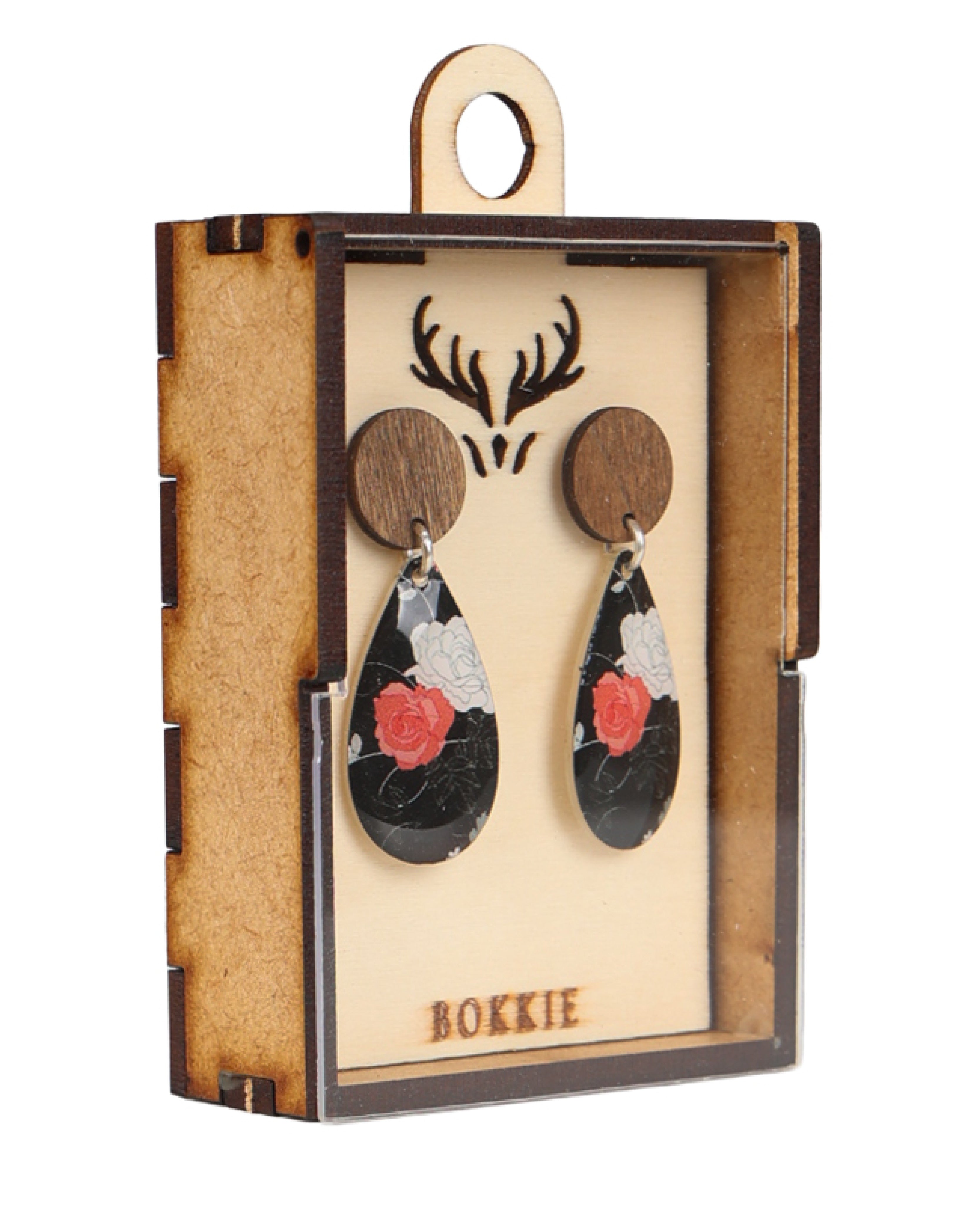 Black Rose Drop Earrings