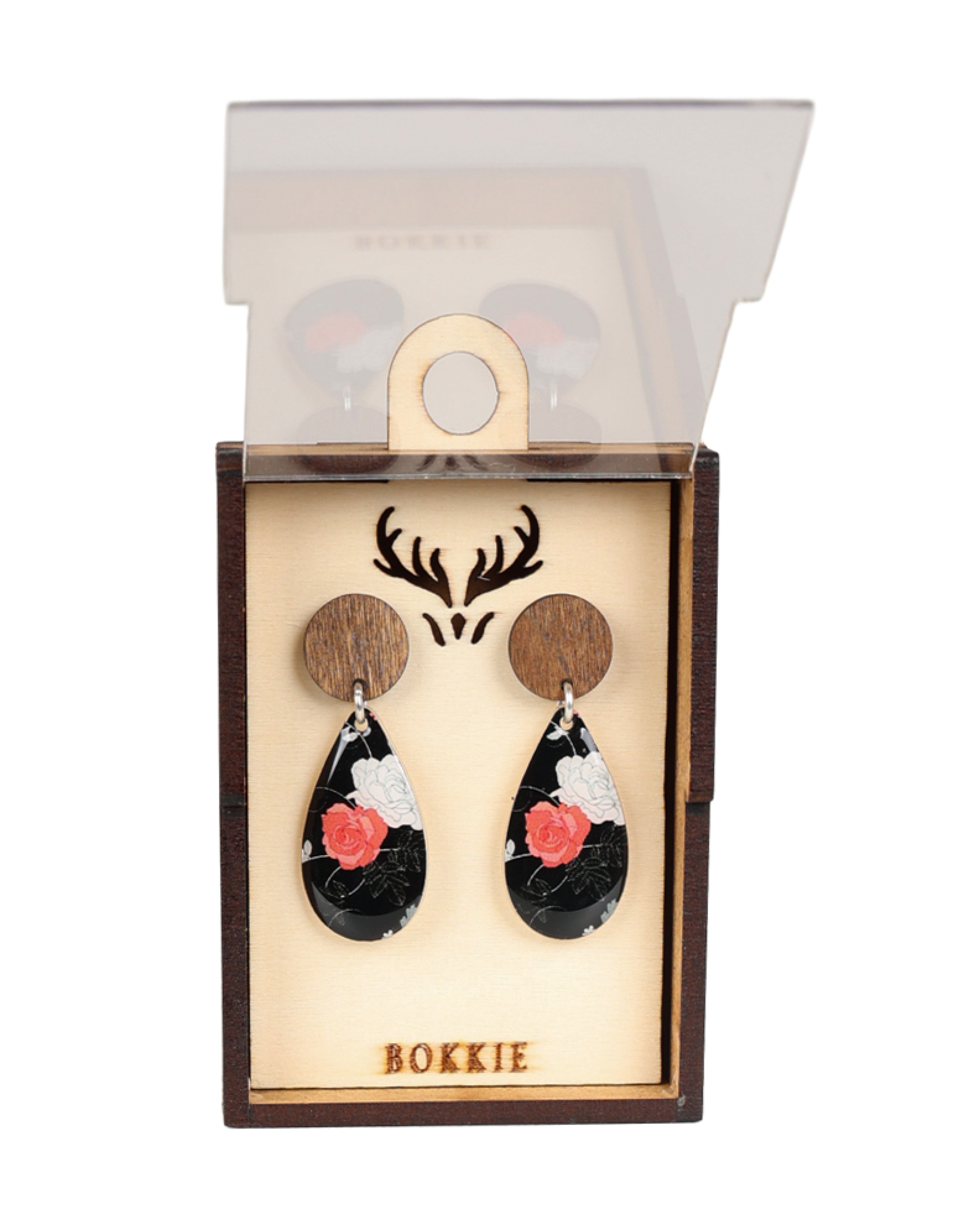 Black Rose Drop Earrings