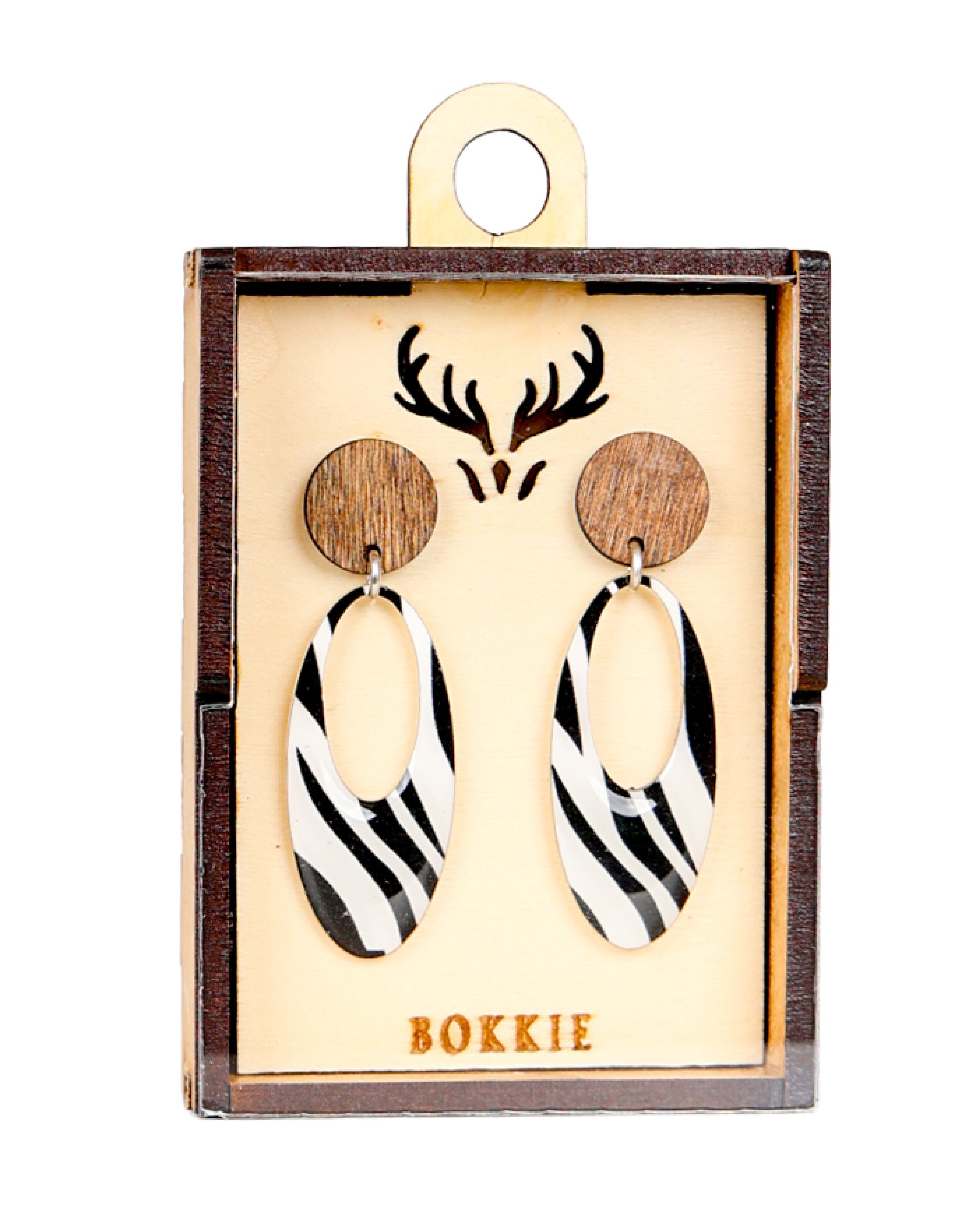 Zebra Oval Hoop Earrings