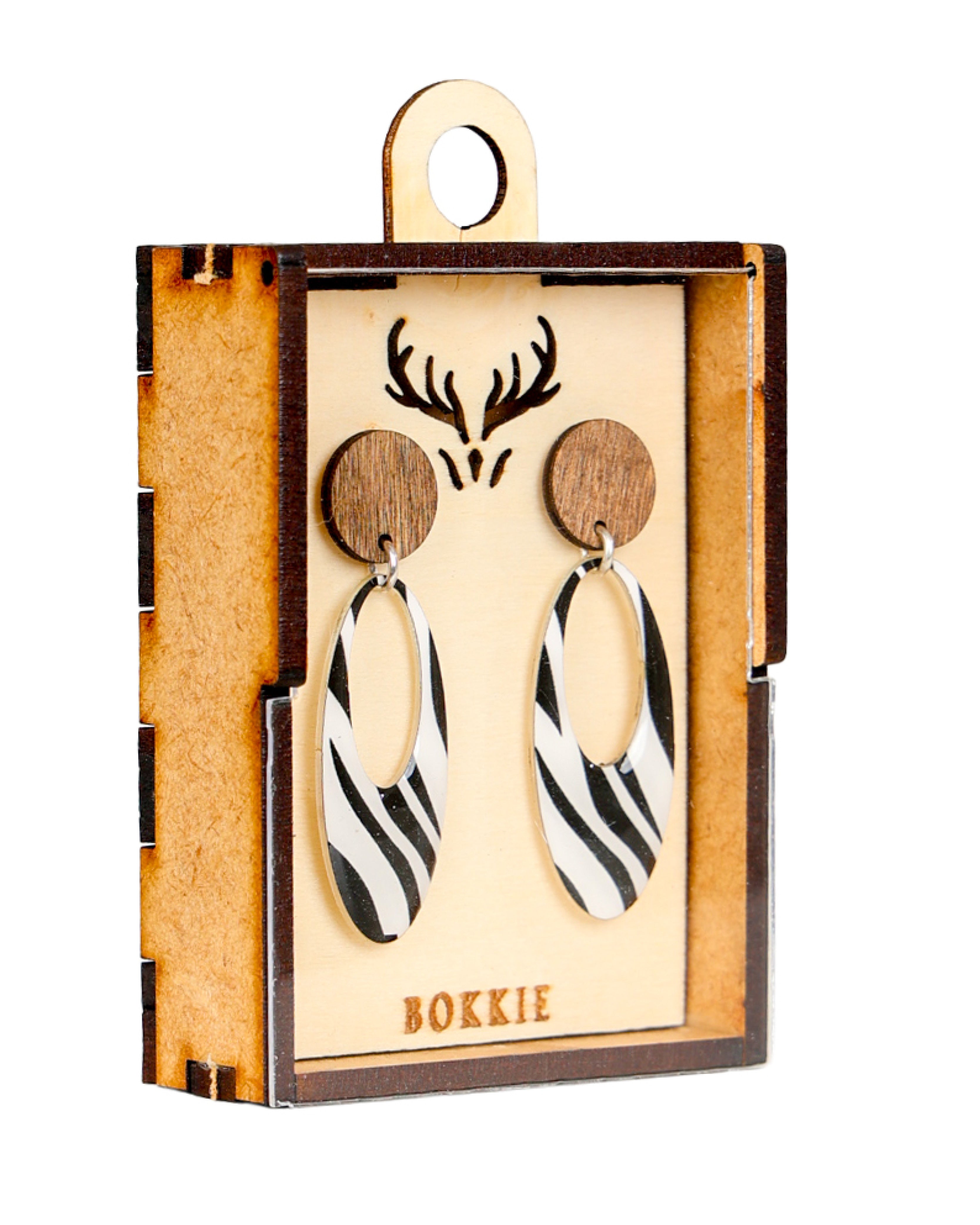 Zebra Oval Hoop Earrings