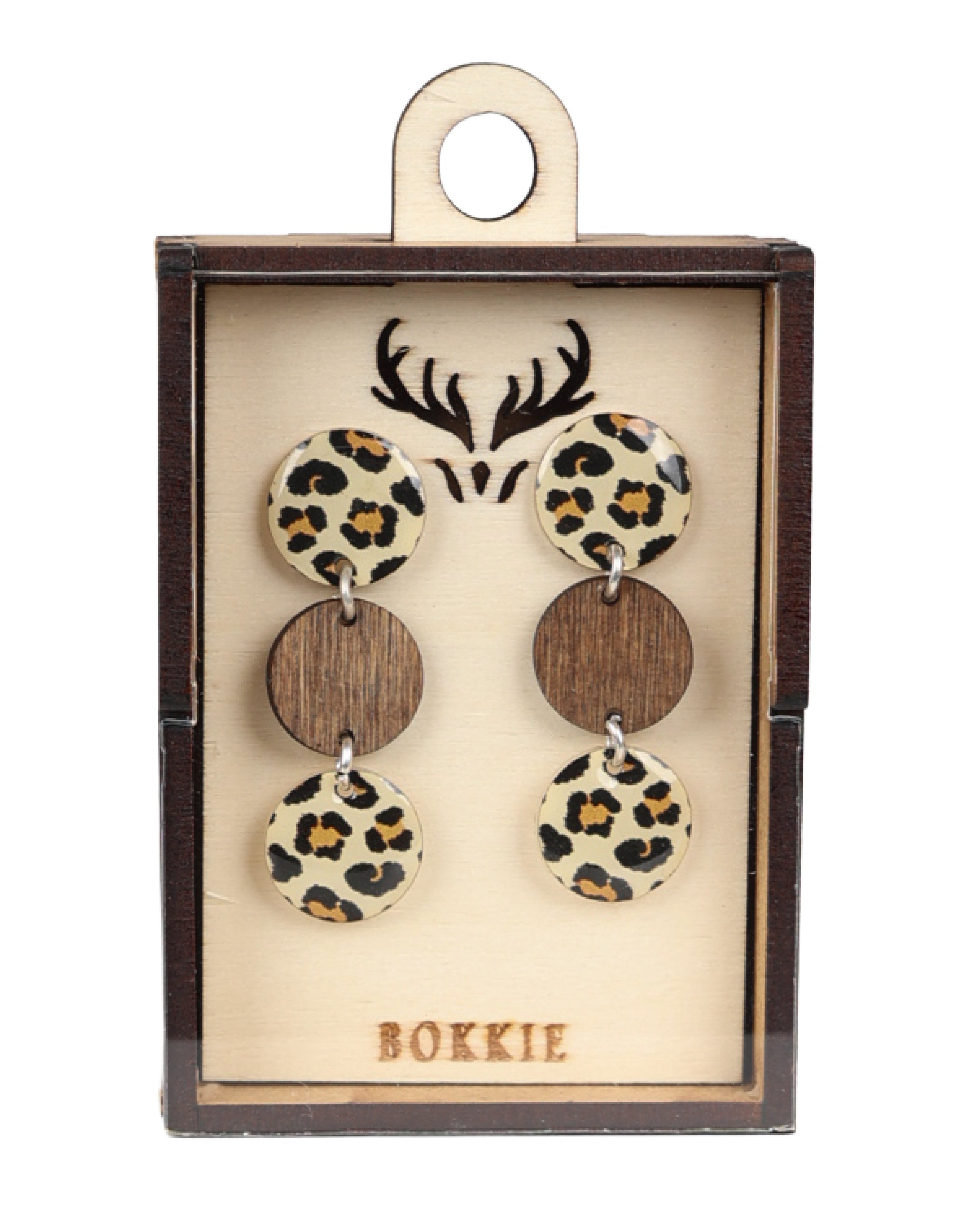 Leopard 3 Circle Drop Earrings
