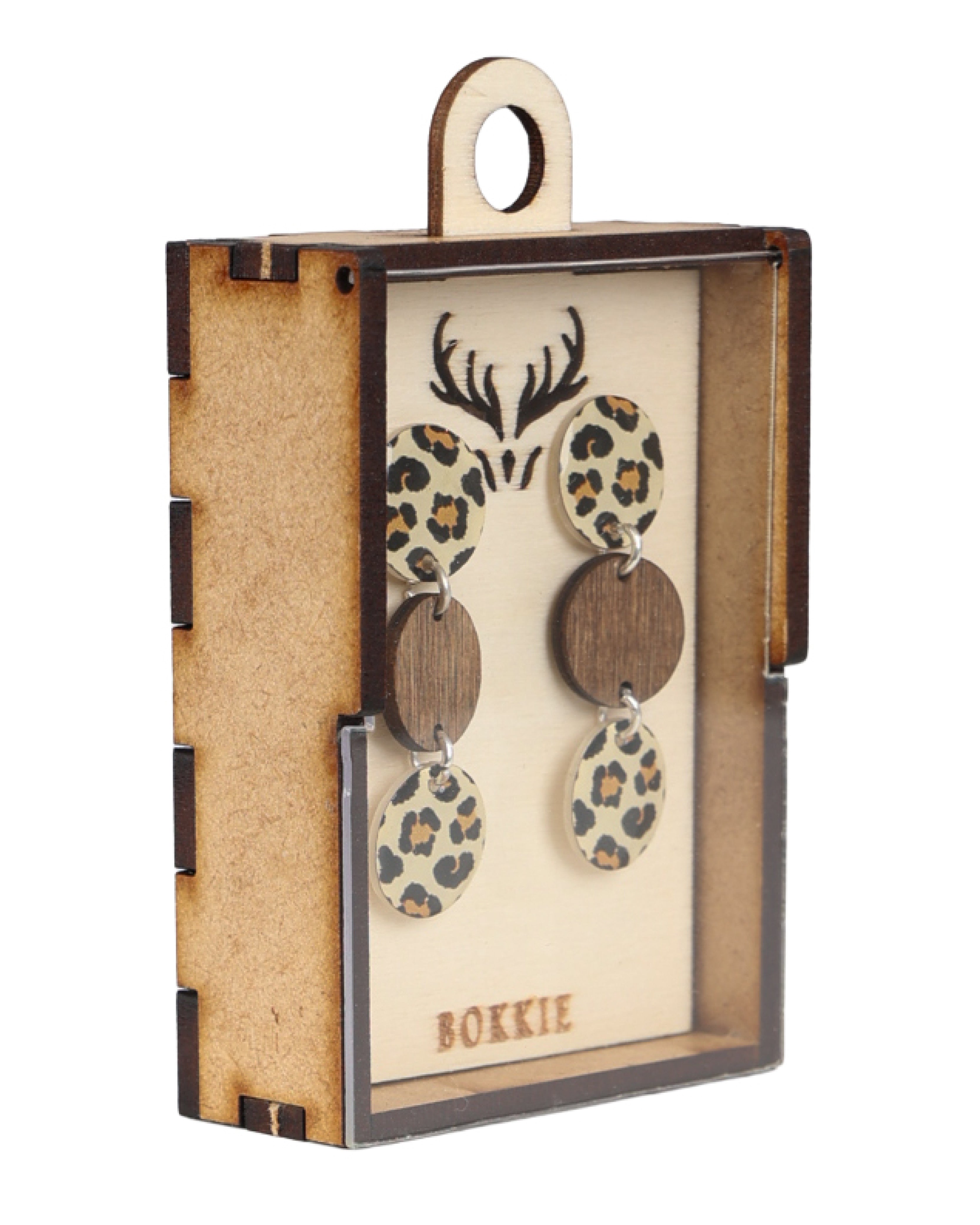 Leopard 3 Circle Drop Earrings