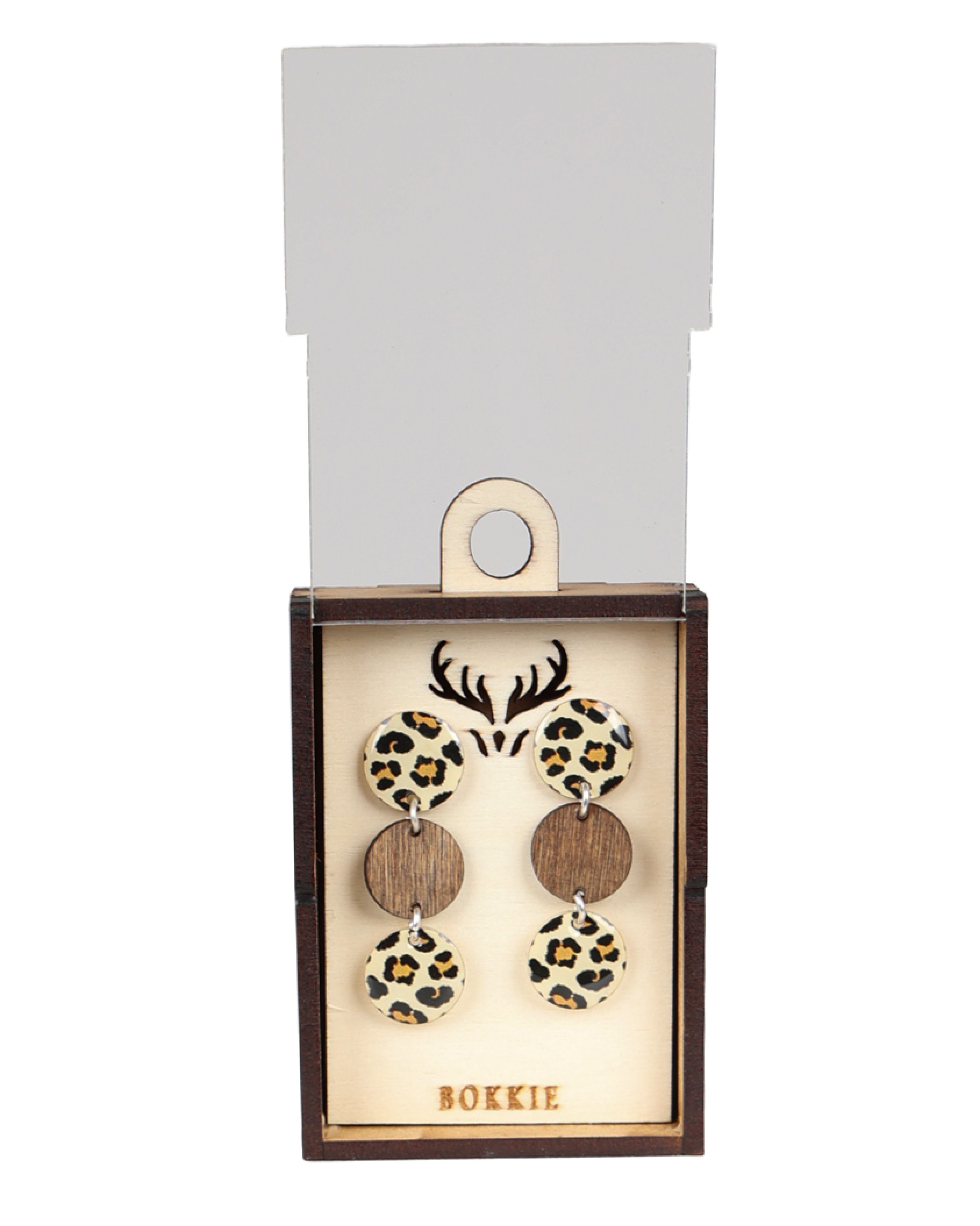 Leopard 3 Circle Drop Earrings