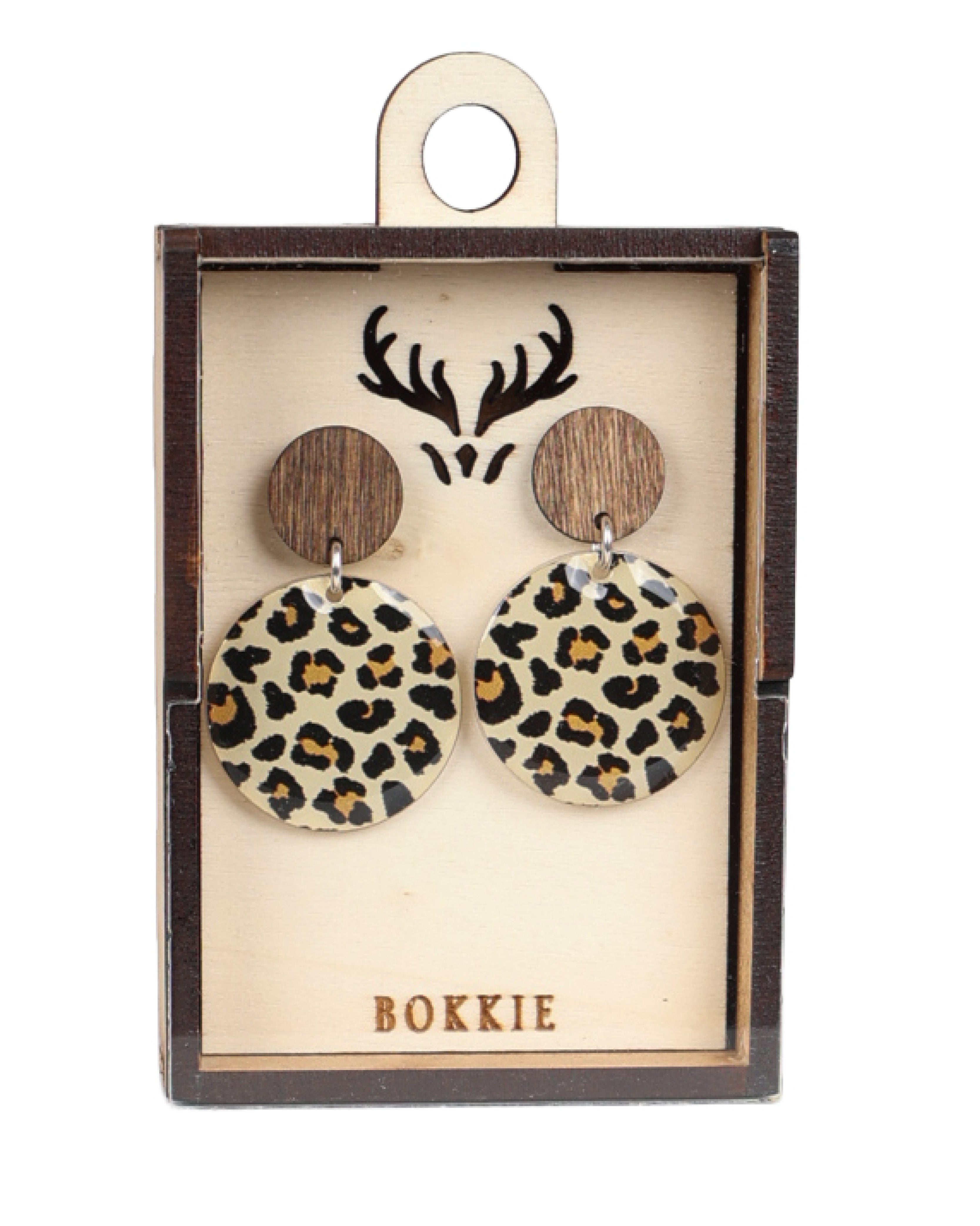 Leopard Circle Drop Earrings