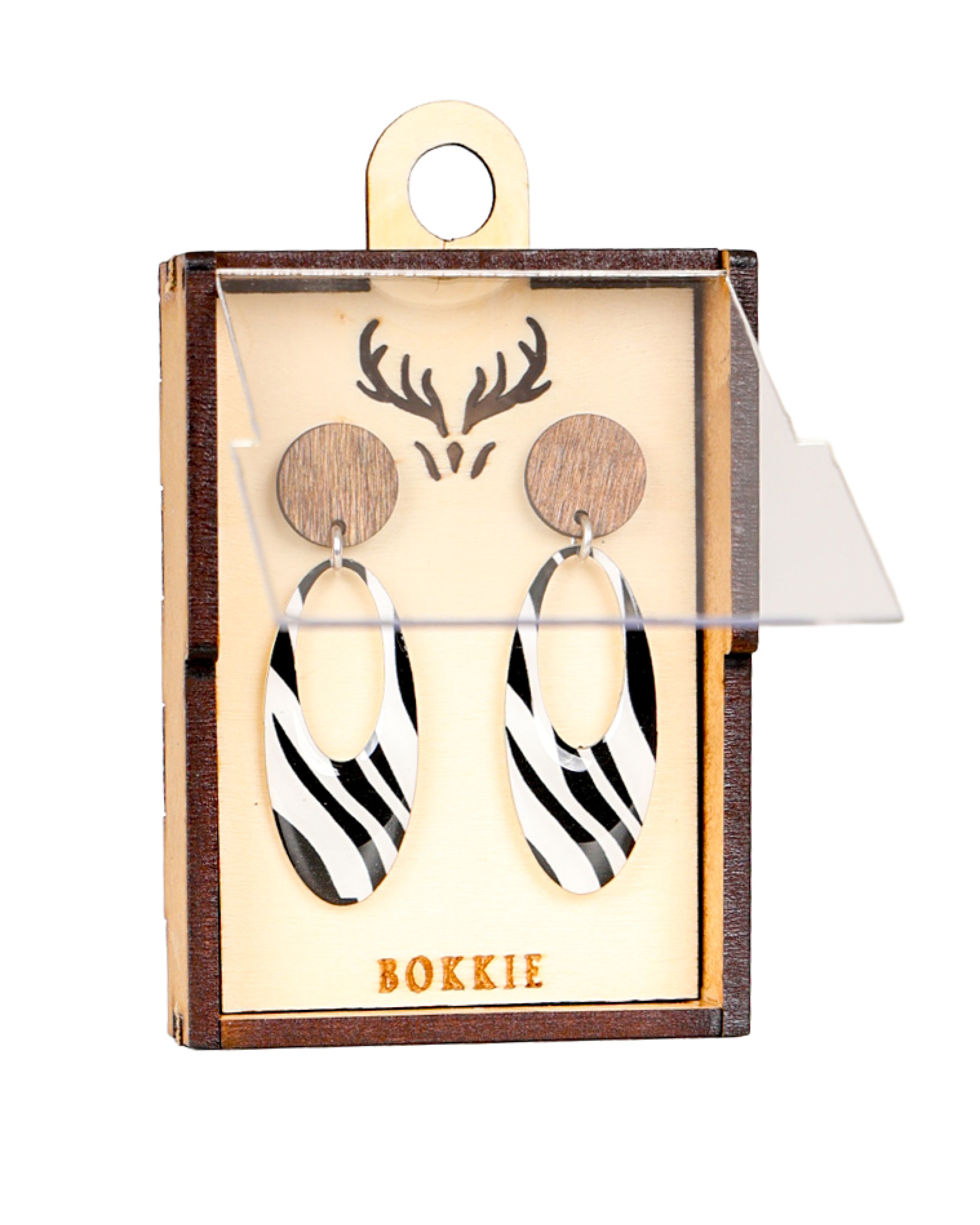 Zebra Oval Hoop Earrings