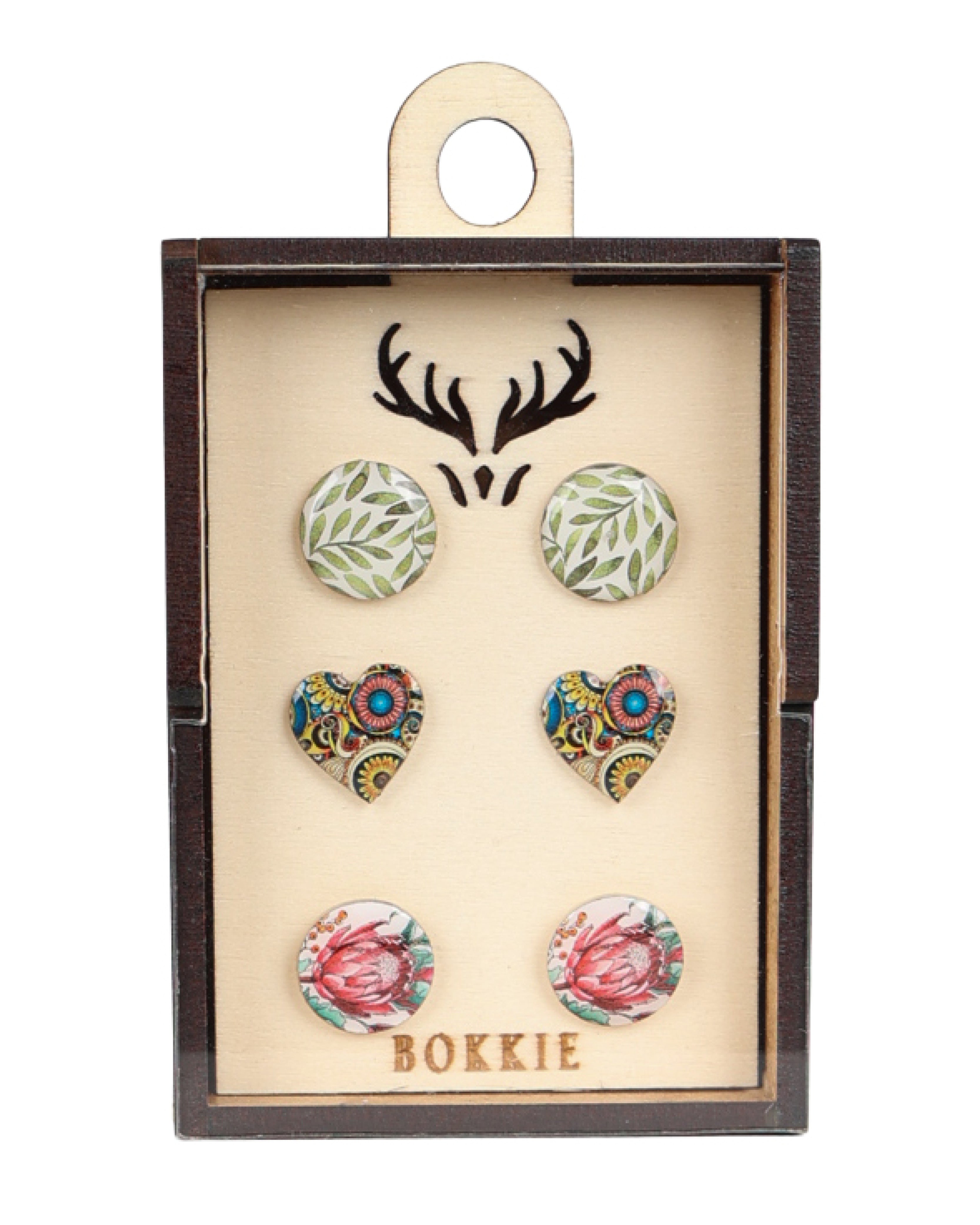3 Pack Leaf Protea Earrings