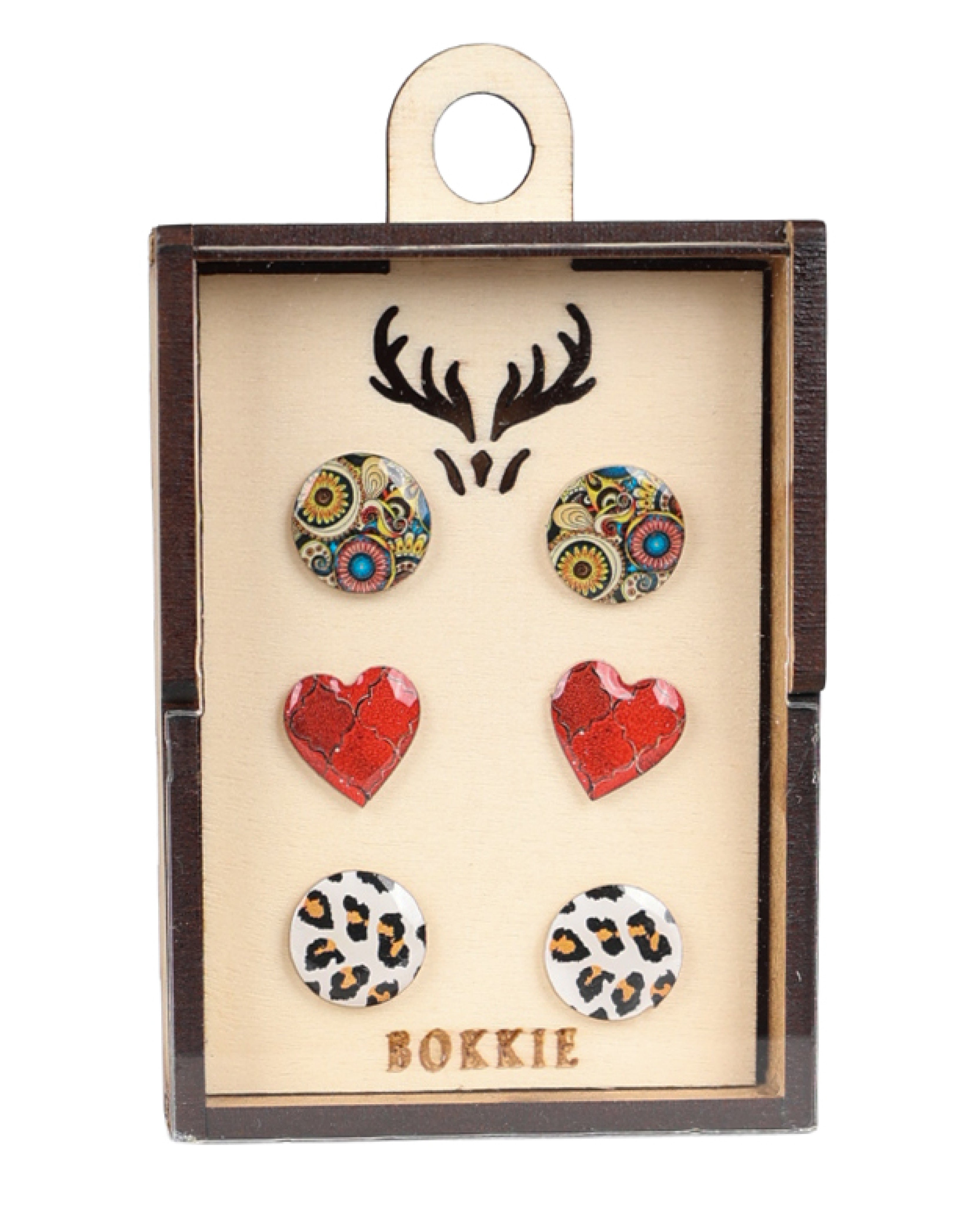 3 Pack Floral Leopard Earrings