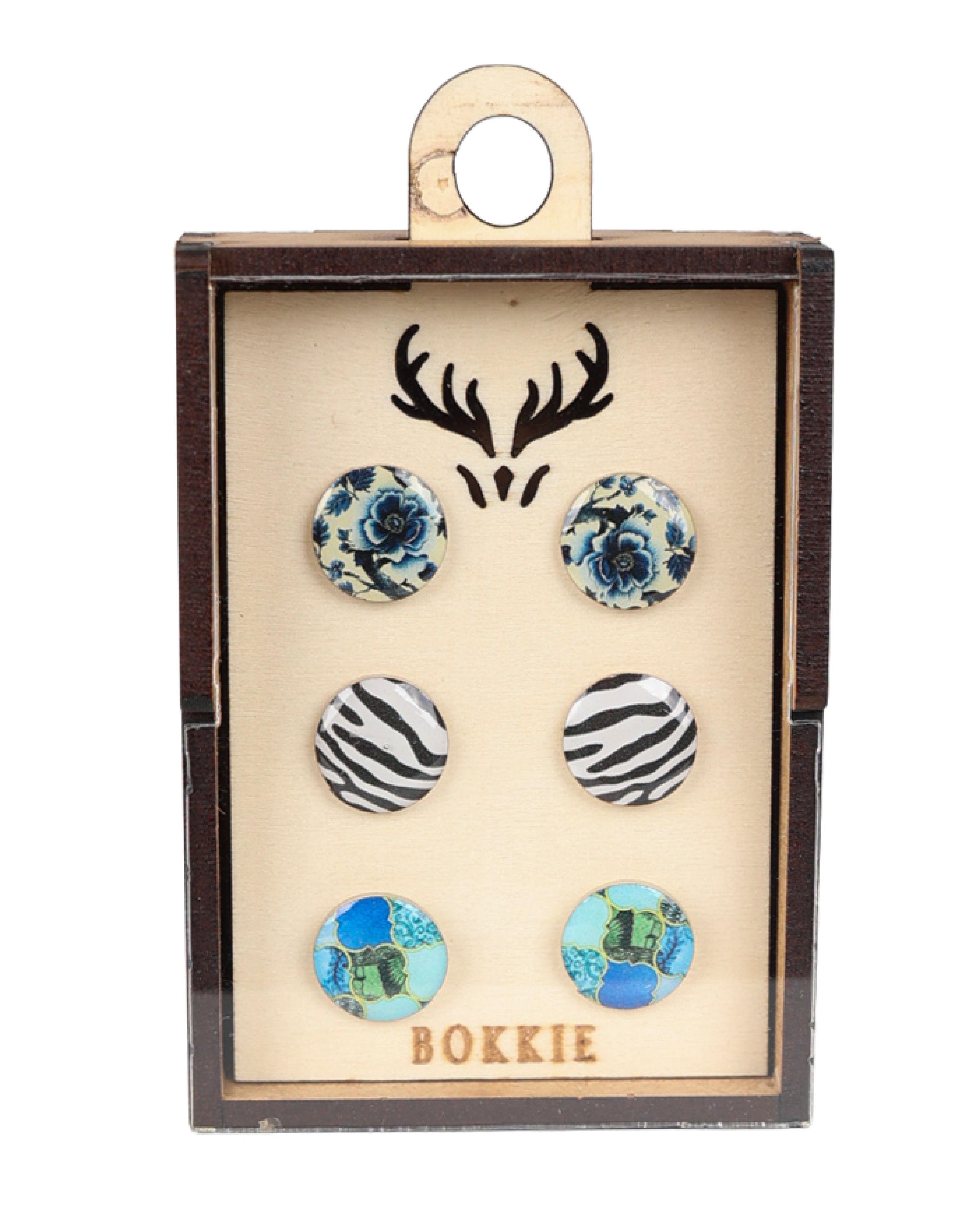 3 Pack Floral Zebra Earrings