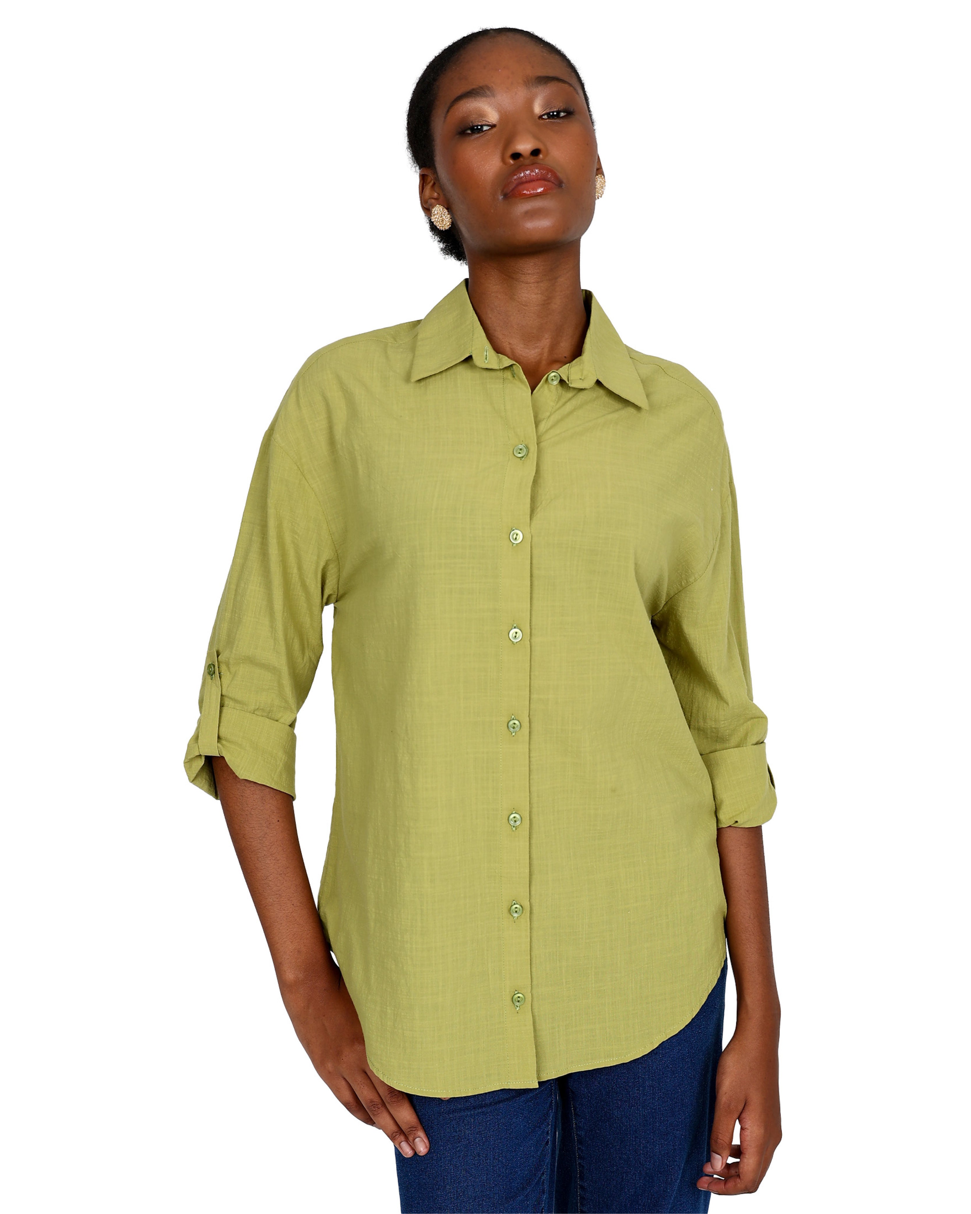 Green Long Sleeve Voile Shirt