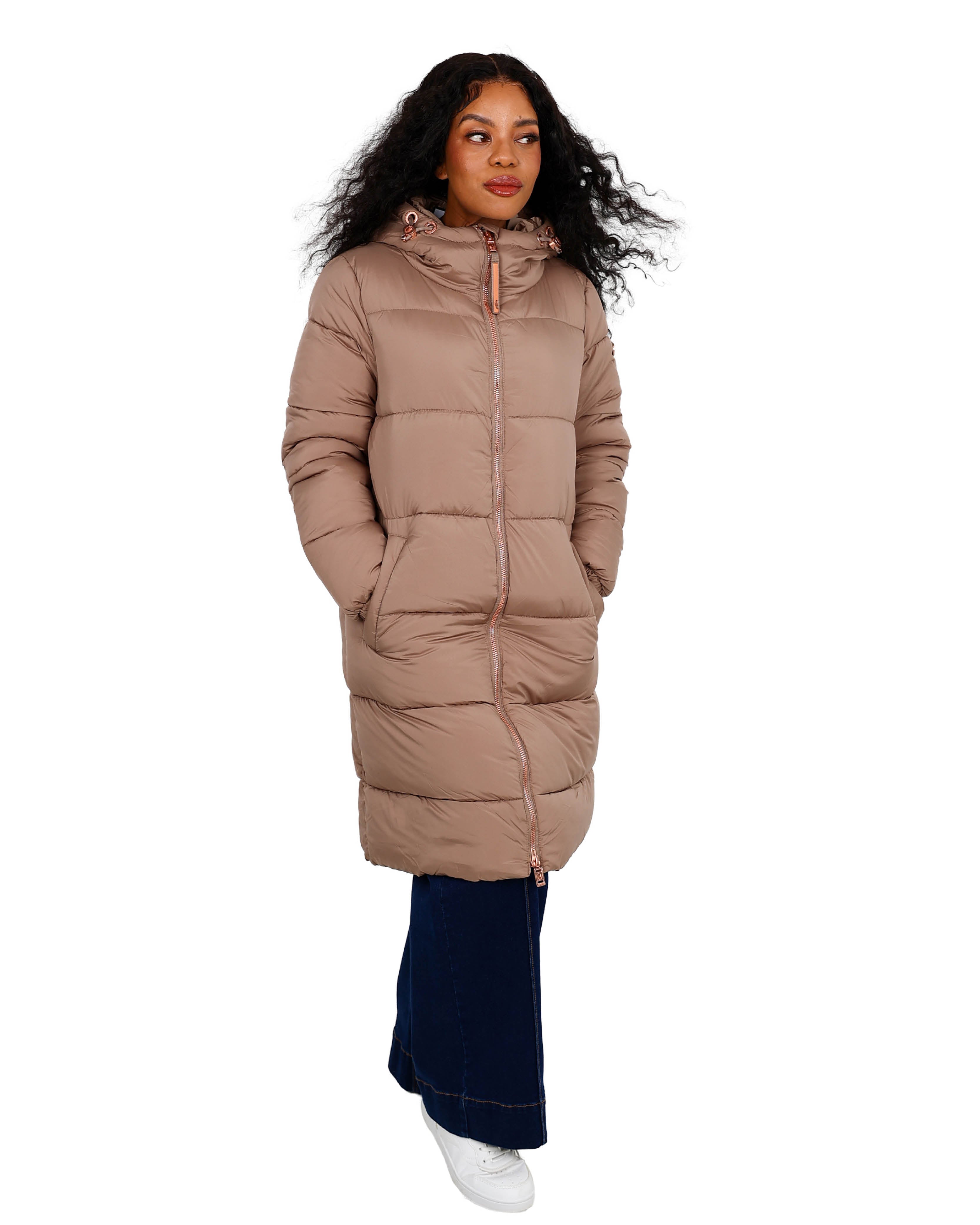 Light Brown Quilted Padded Coat