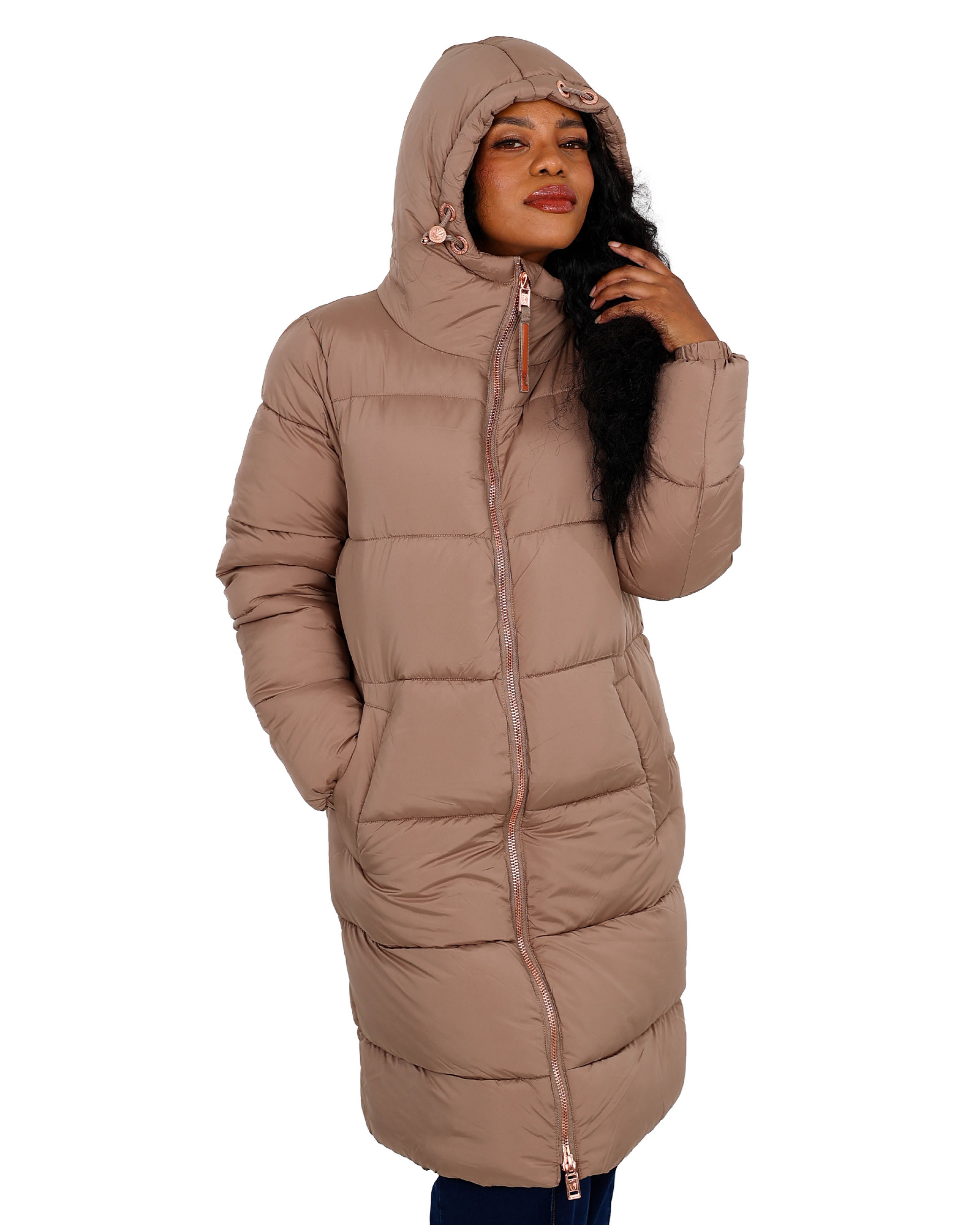 Light Brown Quilted Padded Coat