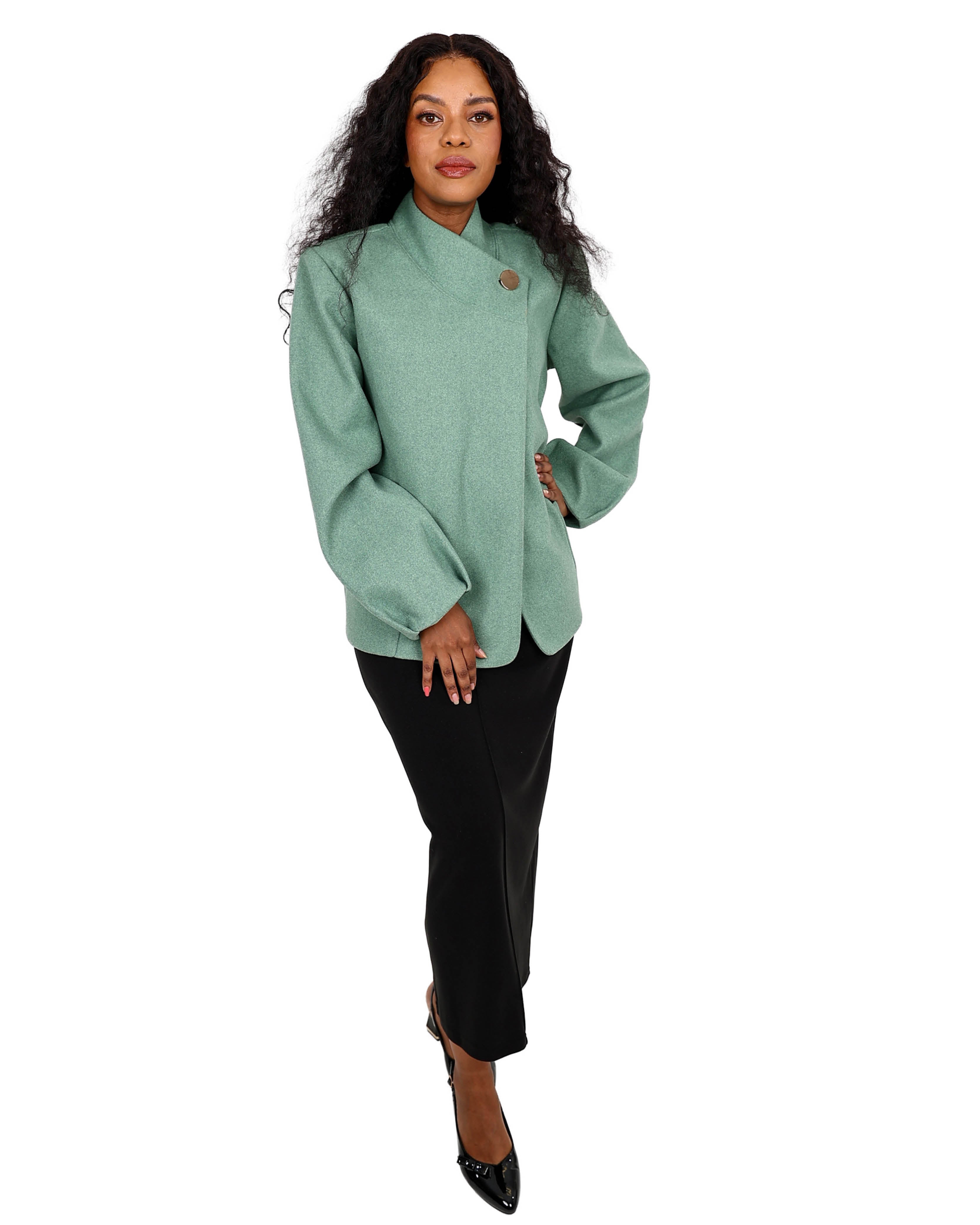 Sage Melton Wrap Jacket