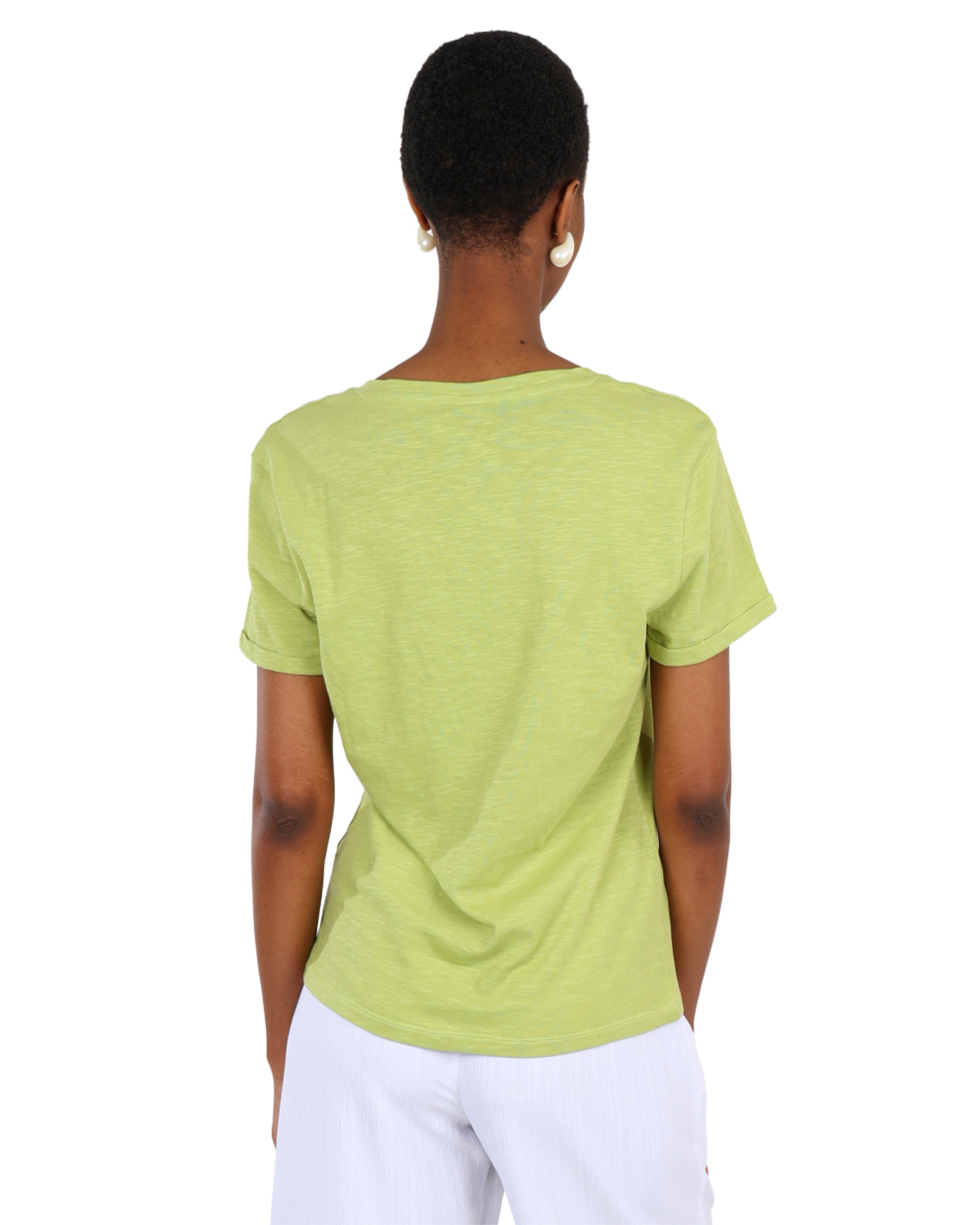 Green Turn Up Cuff Short Sleeve T-Shirt