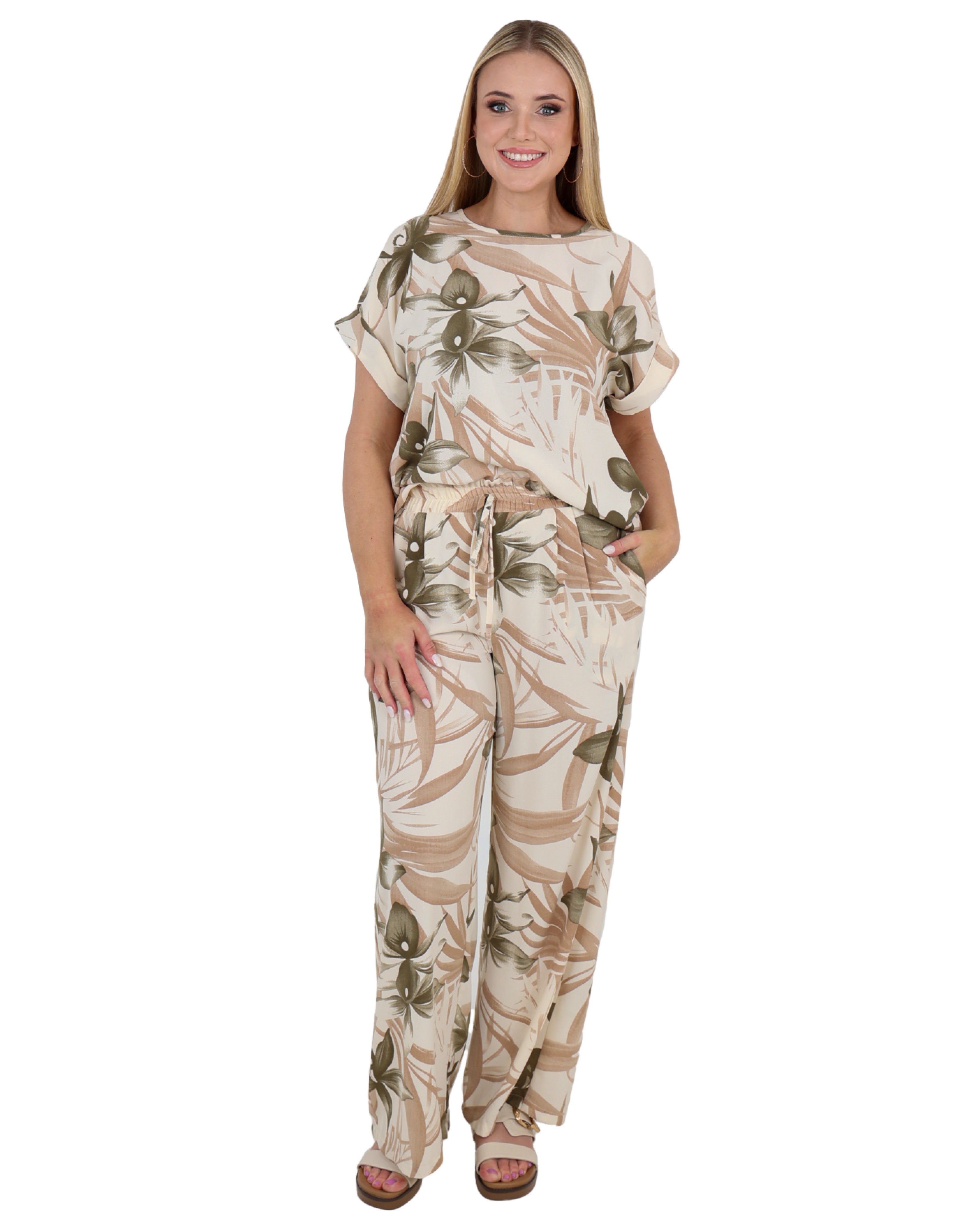 Palm Print Elasticated Pants