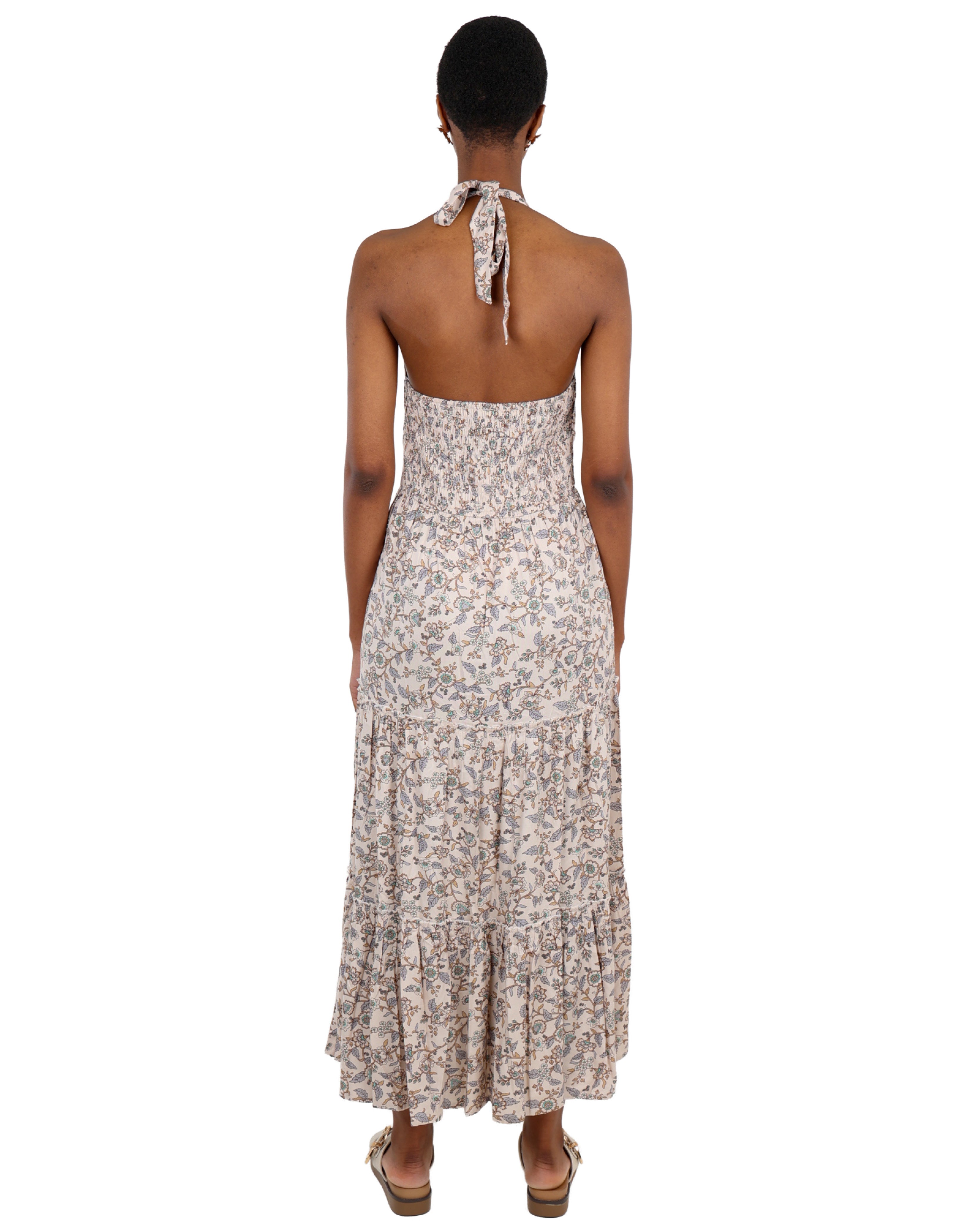 Paisley Print Tiered Halterneck Maxi Dress