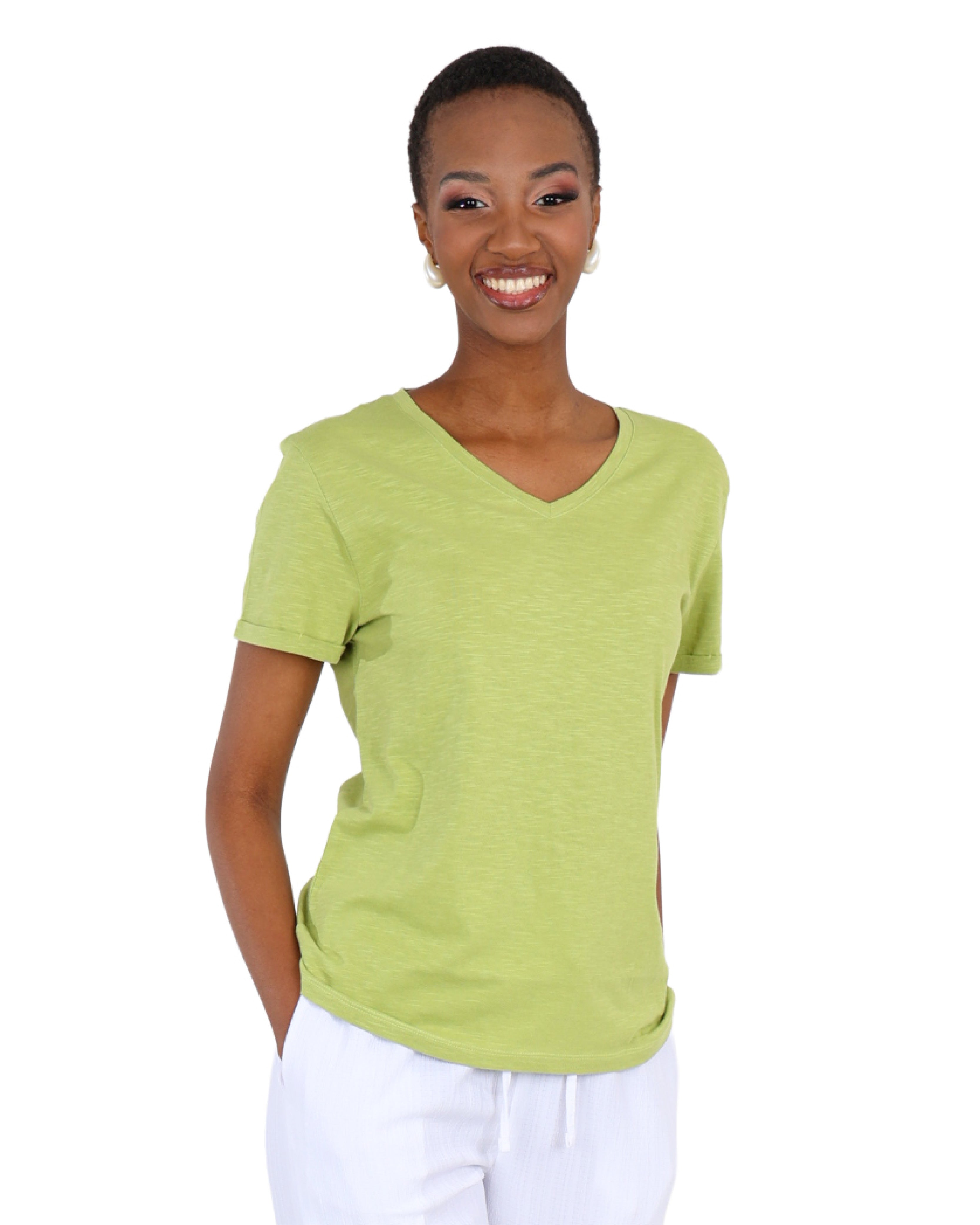 Green Turn Up Cuff Short Sleeve T-Shirt